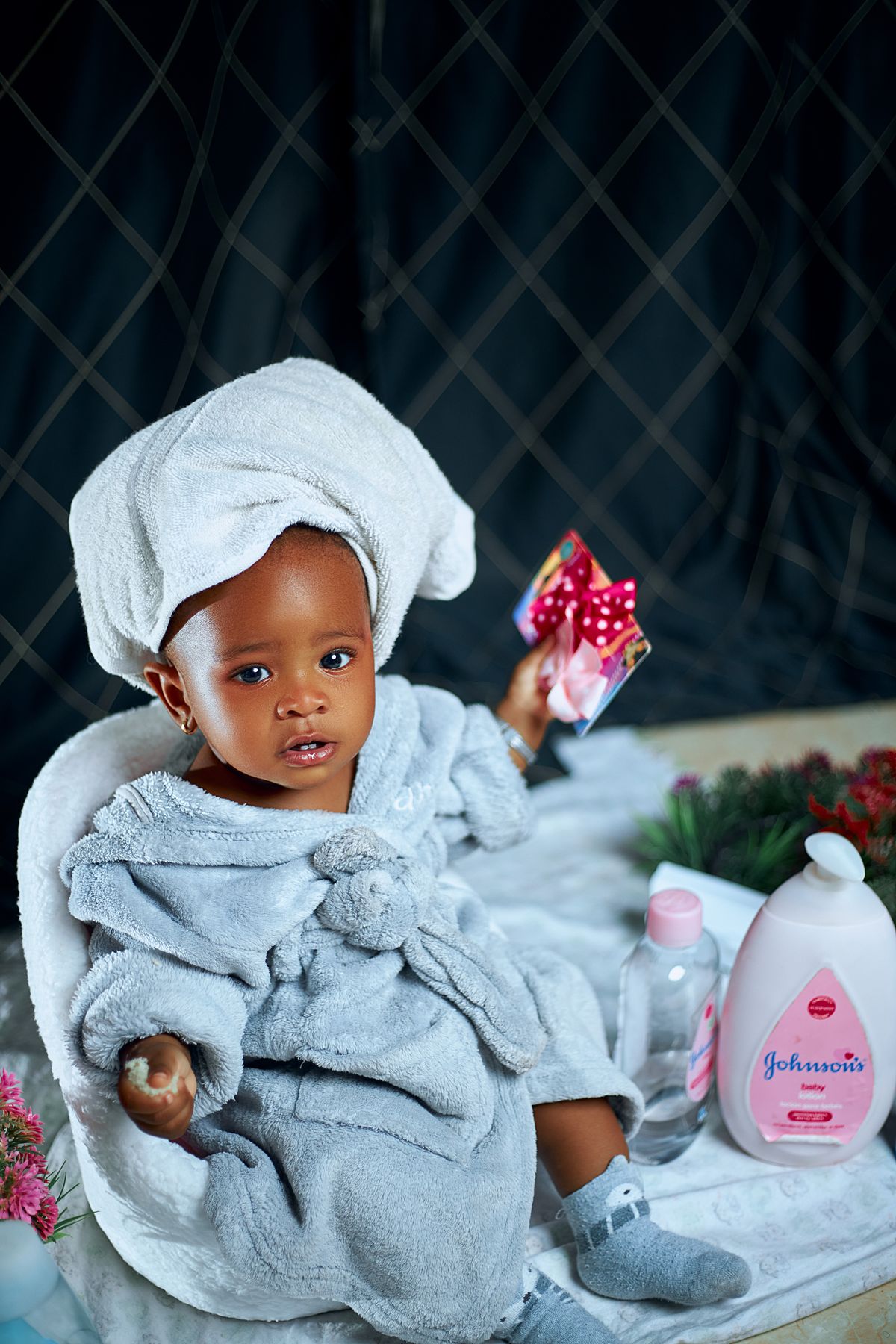 Child getting ready near a low mirror