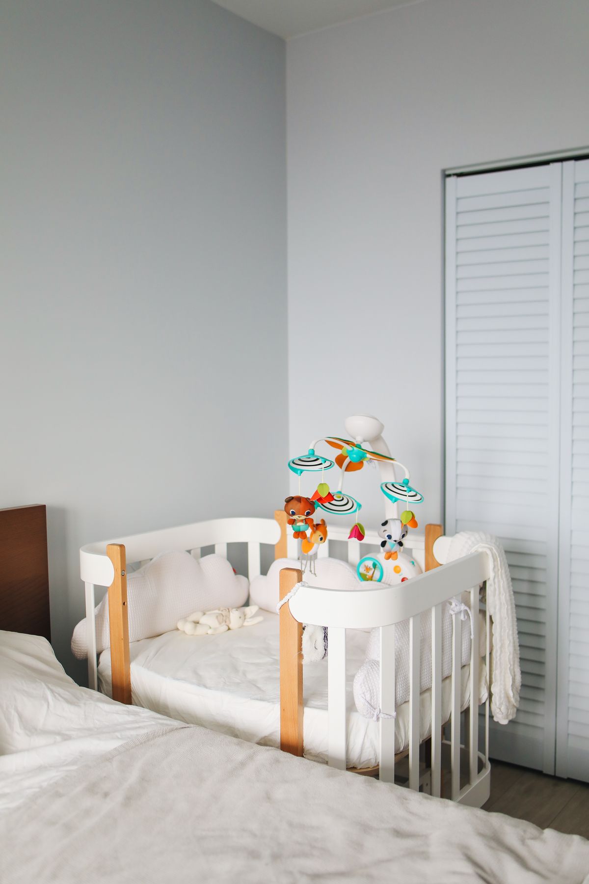 Bright bedroom with a window and curtains