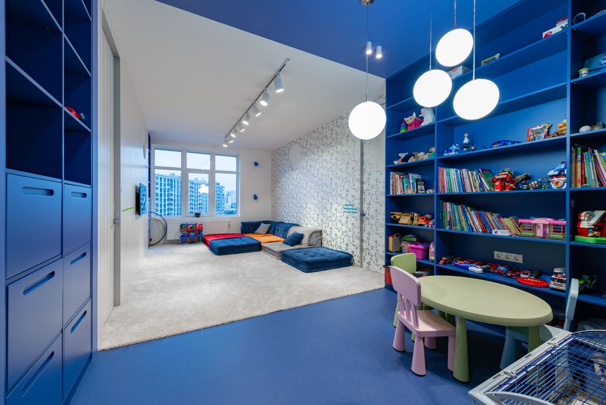 Spacious kids room with distinct play and rest zones