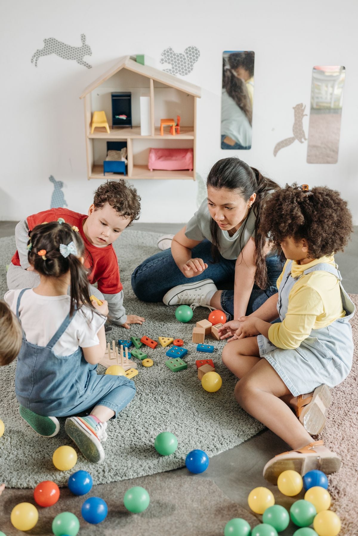 A warm family moment in a child's room