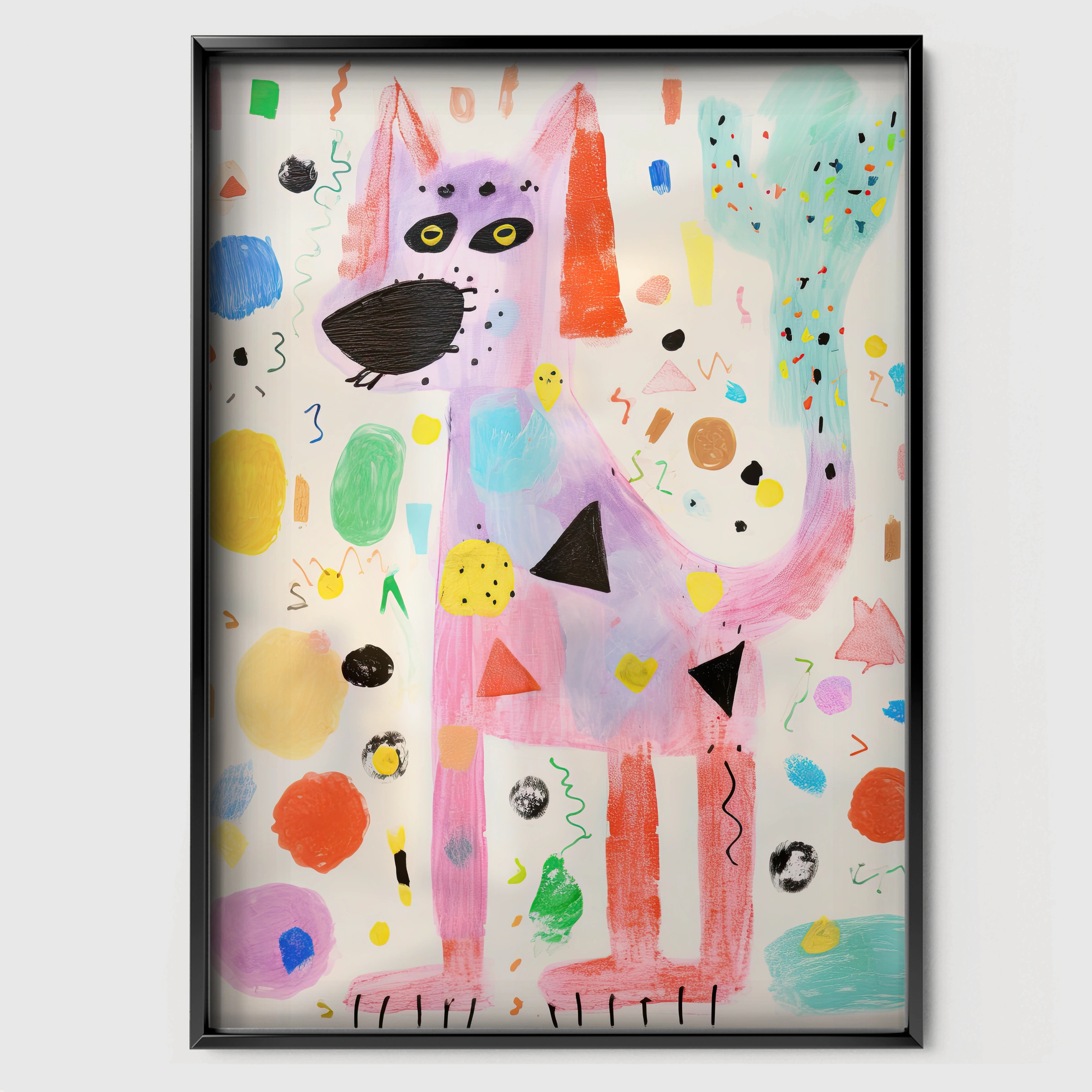 Abstract Dog Nursery Print - black framed nursery wall art print