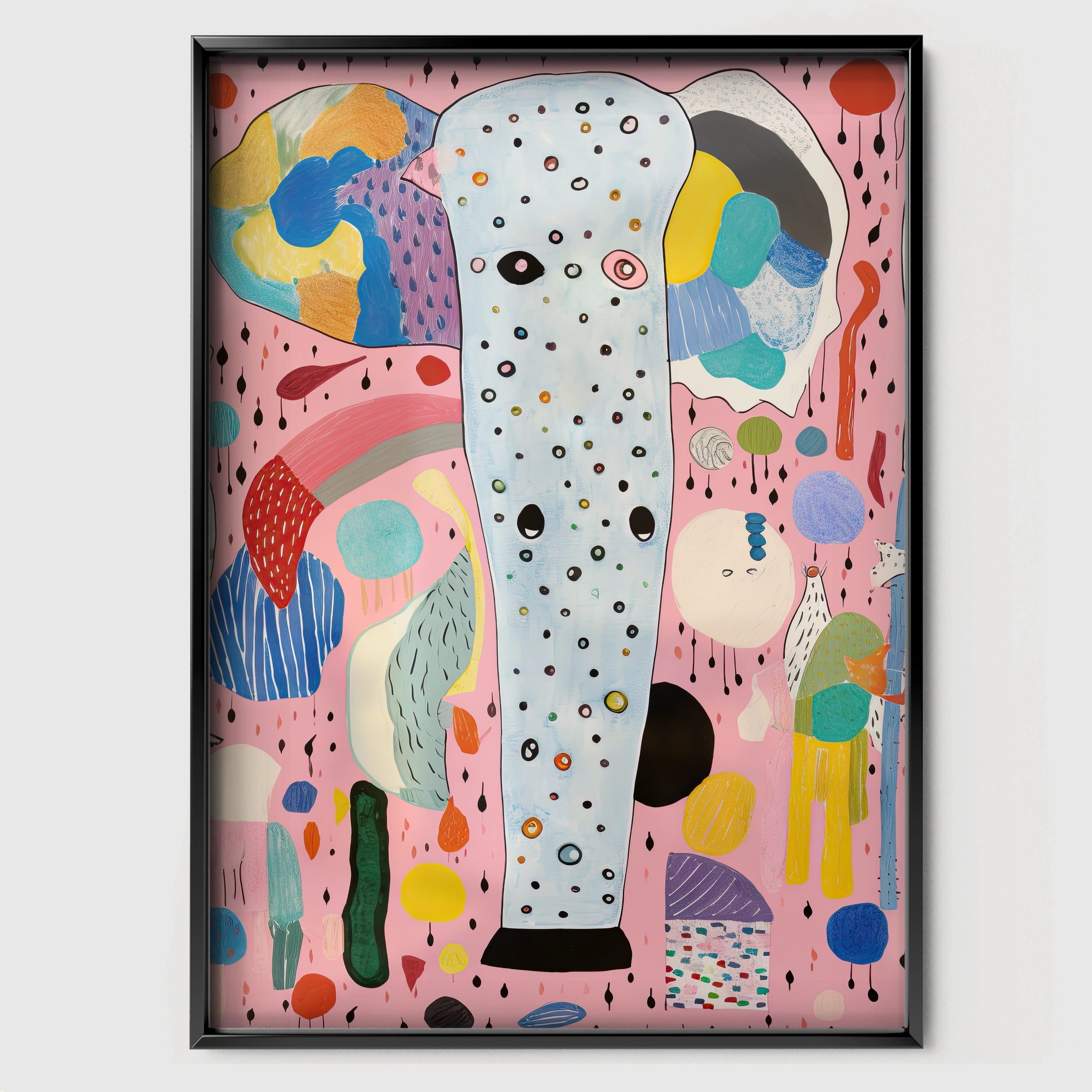 Abstract Giraffe Nursery Print - black framed nursery wall art print