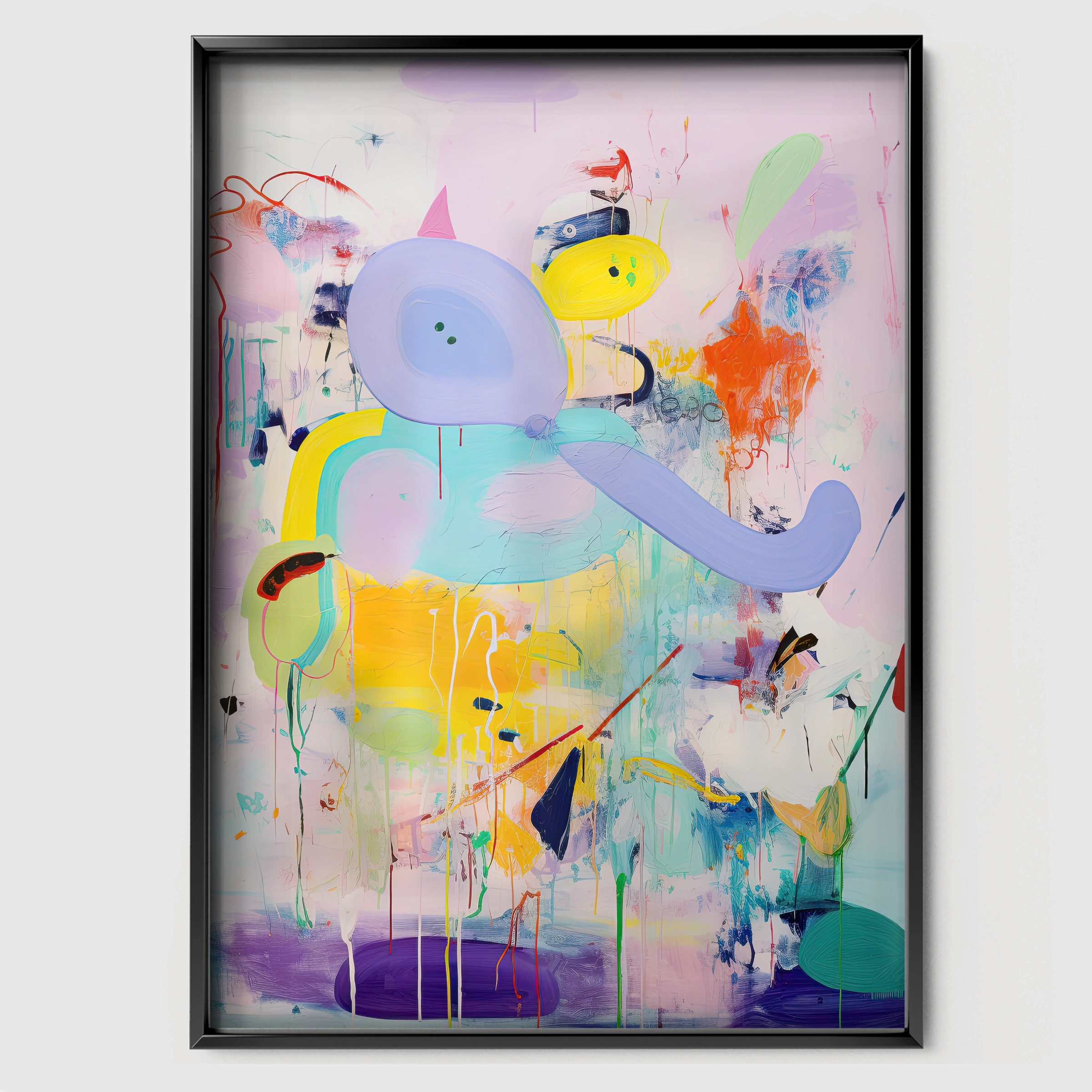 Abstract Horse Nursery Print - black framed nursery wall art print