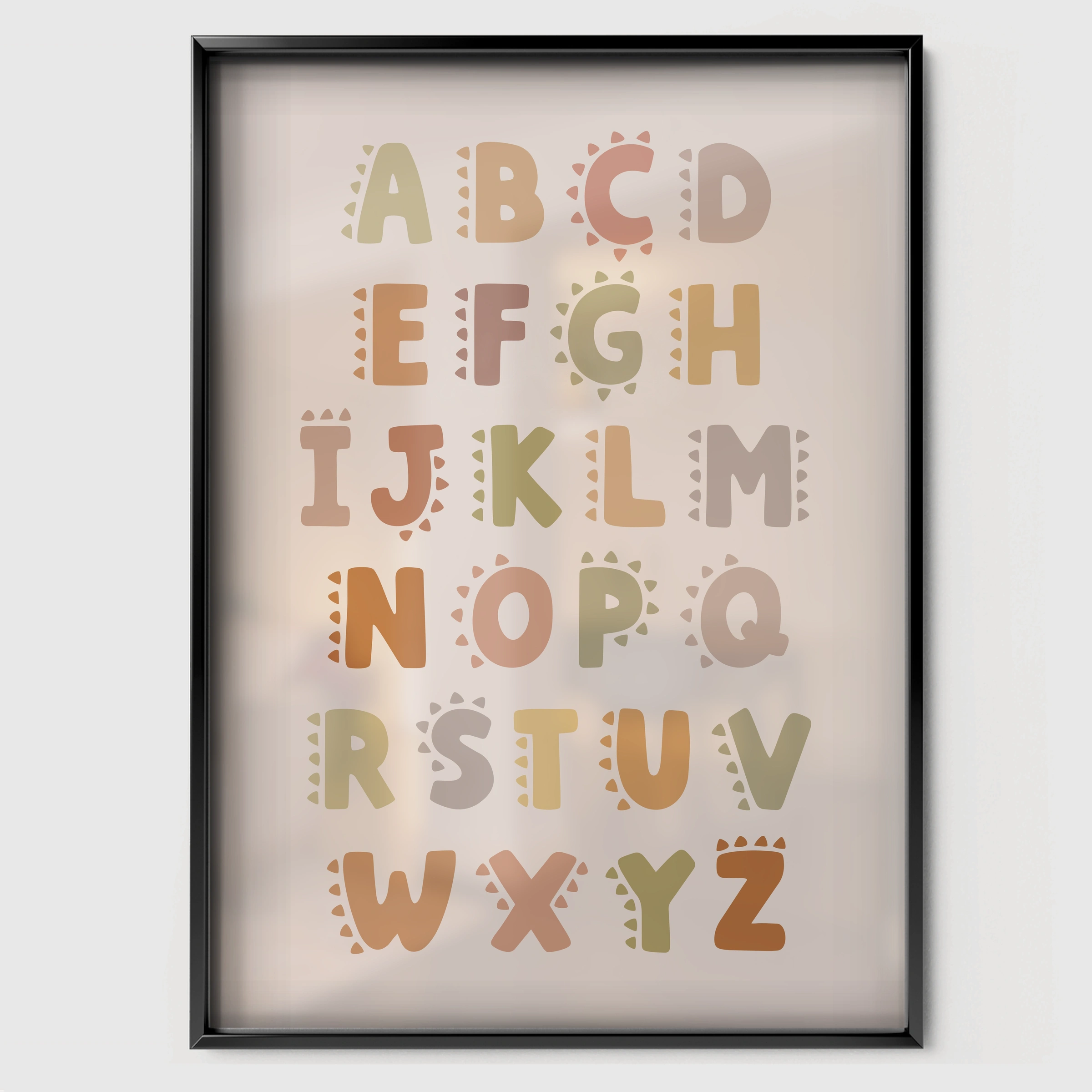 Alphabet ABC Nursery Print - black framed nursery wall art print