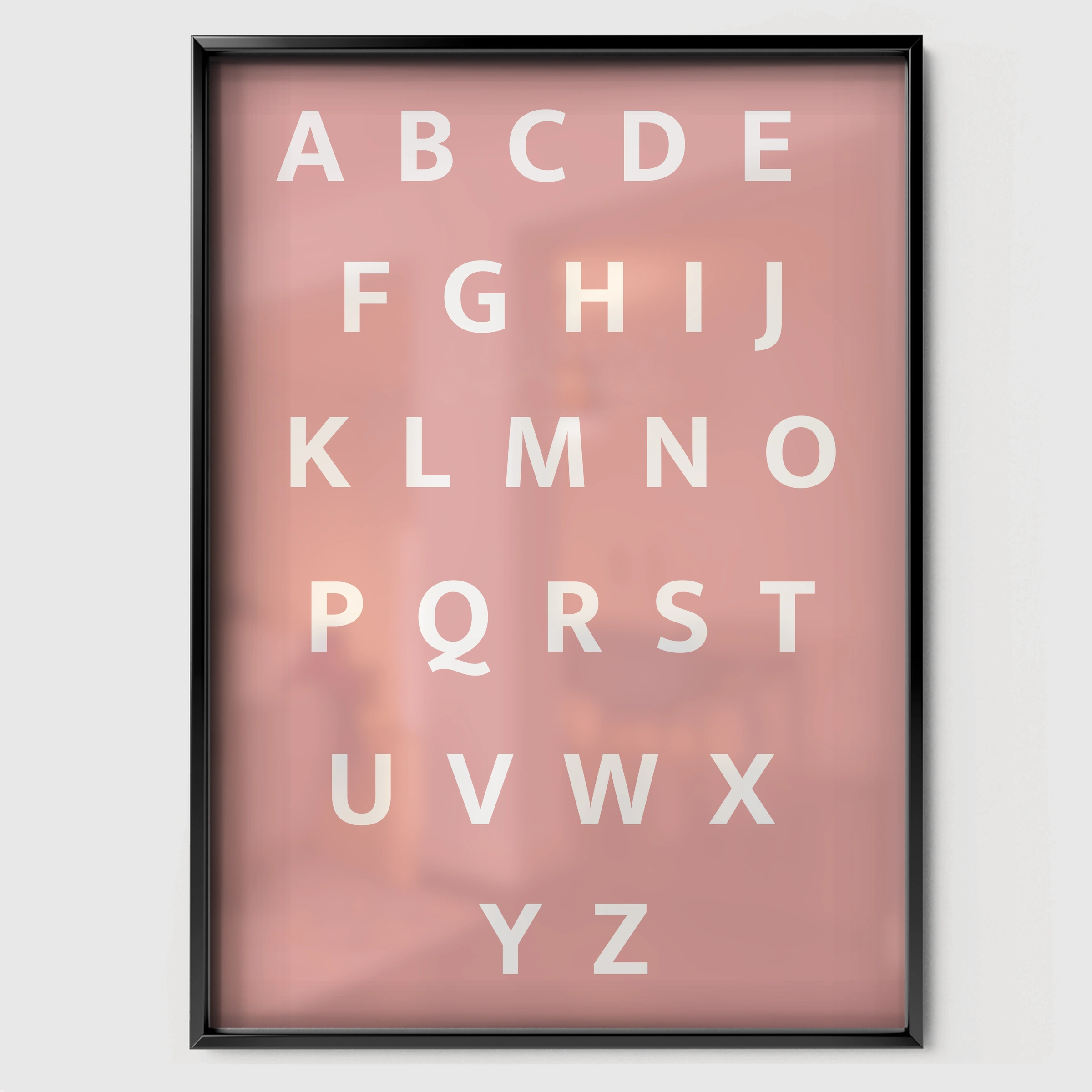 Alphabet Chart Two Nursery Print - black framed nursery wall art print