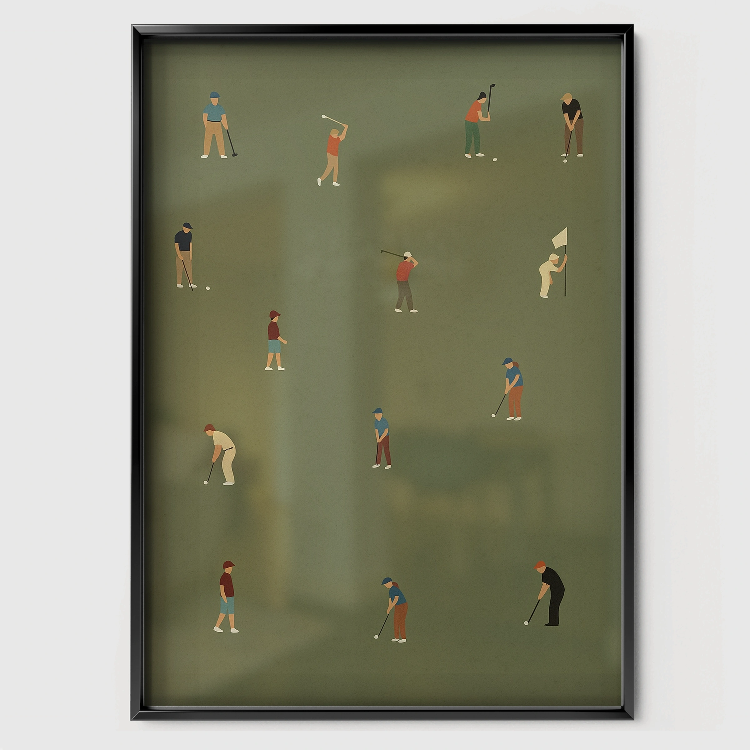 Animal Golfers Nursery Print - black framed nursery wall art print