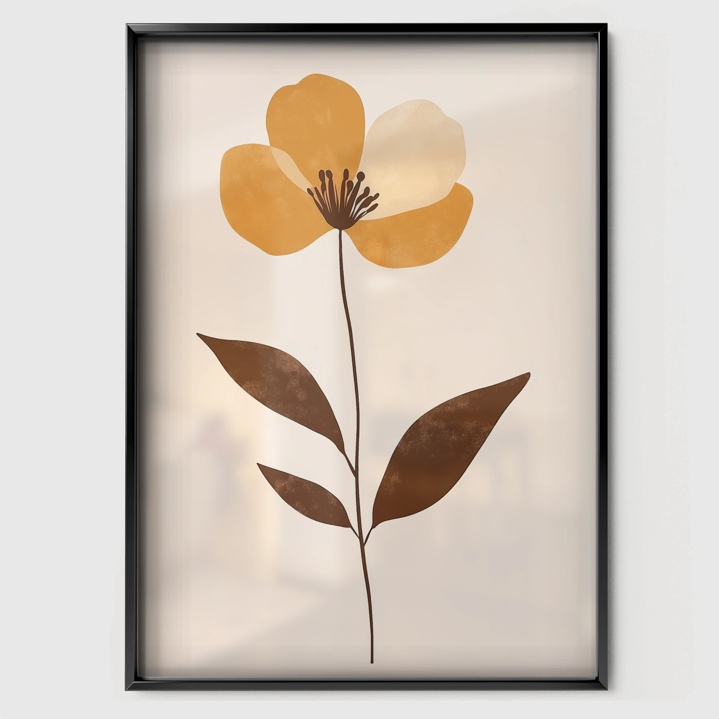 Autumn Flower Nursery Print - black framed nursery wall art print