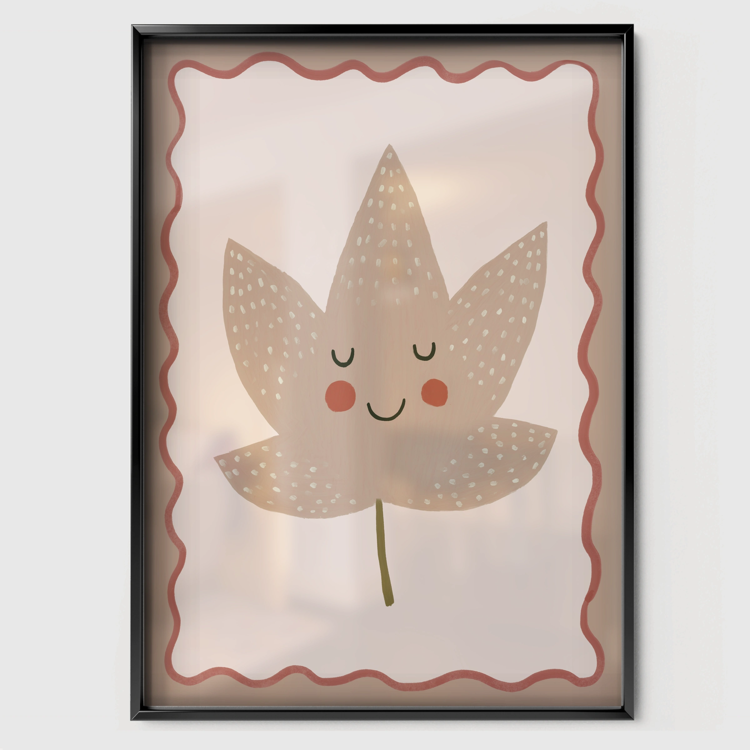 Autumn Leaf Nursery Print - black framed nursery wall art print