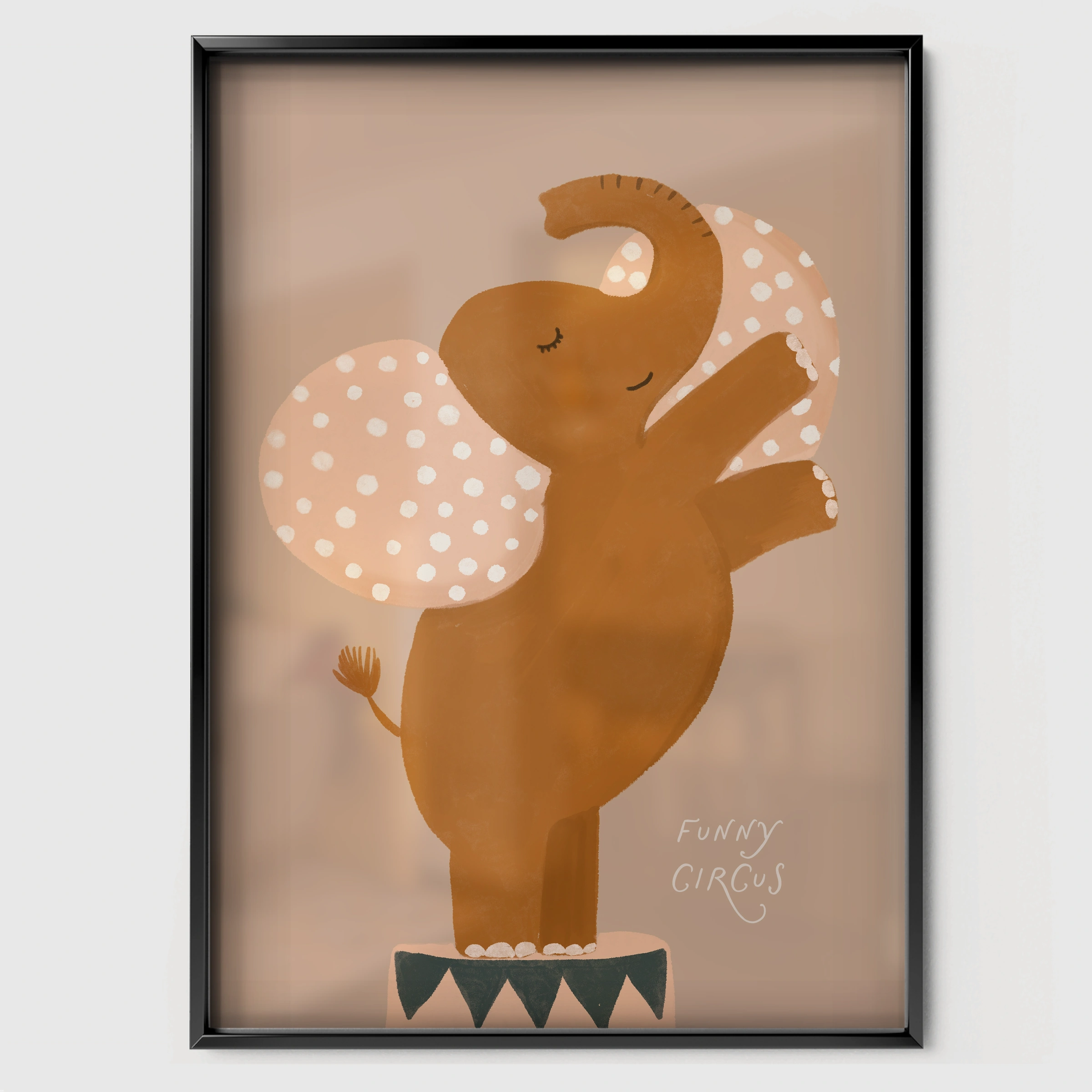 Autumn Squirrel Nursery Print - black framed nursery wall art print