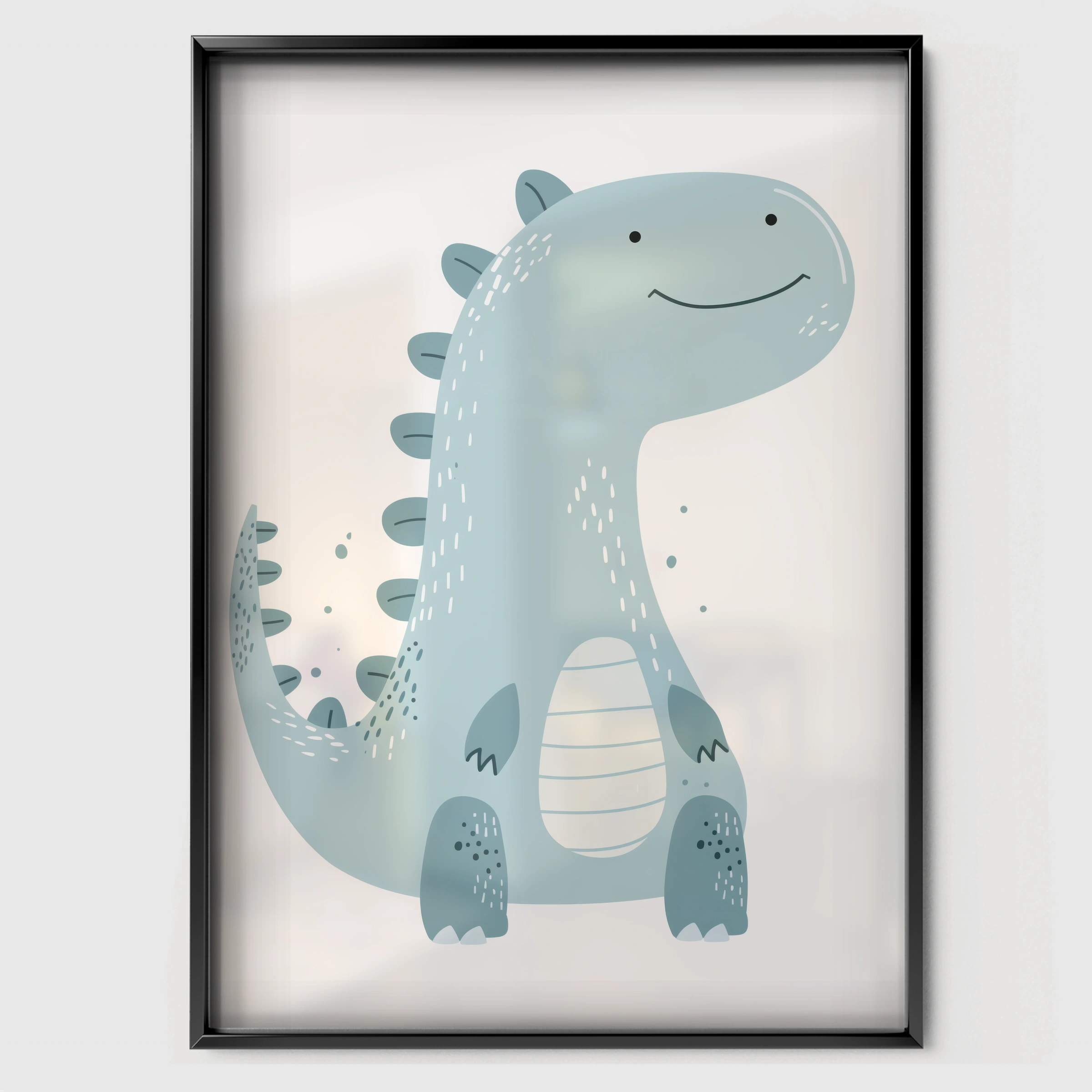 Baby Dinosaur Nursery Print - black framed nursery wall art print