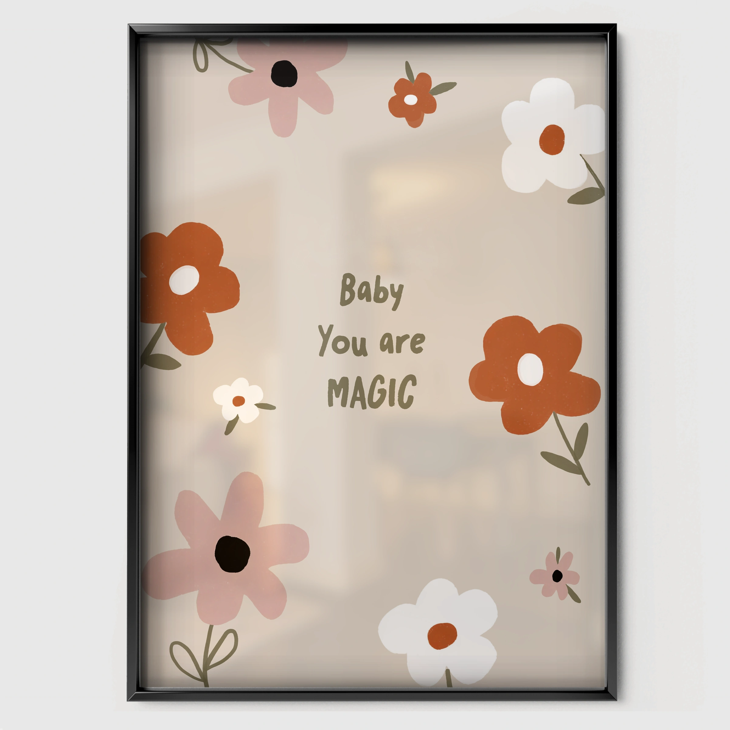 Baby You Are Magic Nursery Print - black framed nursery wall art print