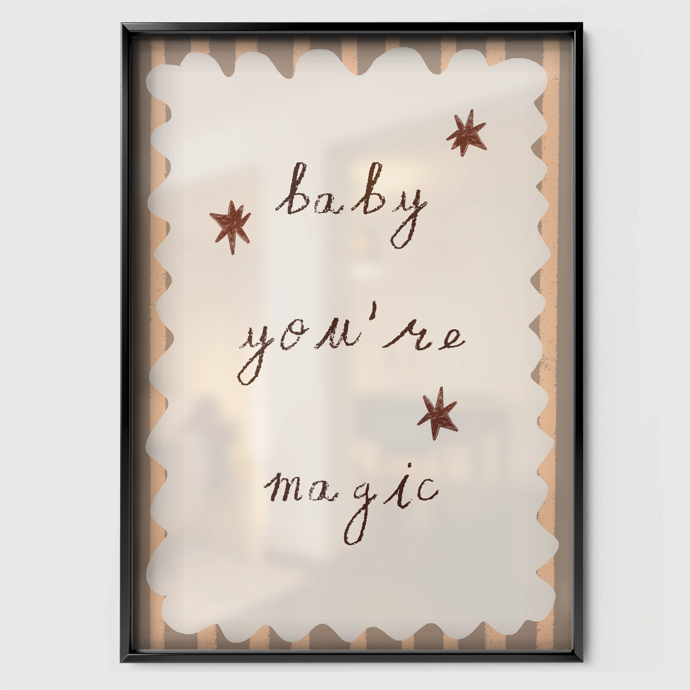 Baby You're Magic Nursery Print - black framed nursery wall art print