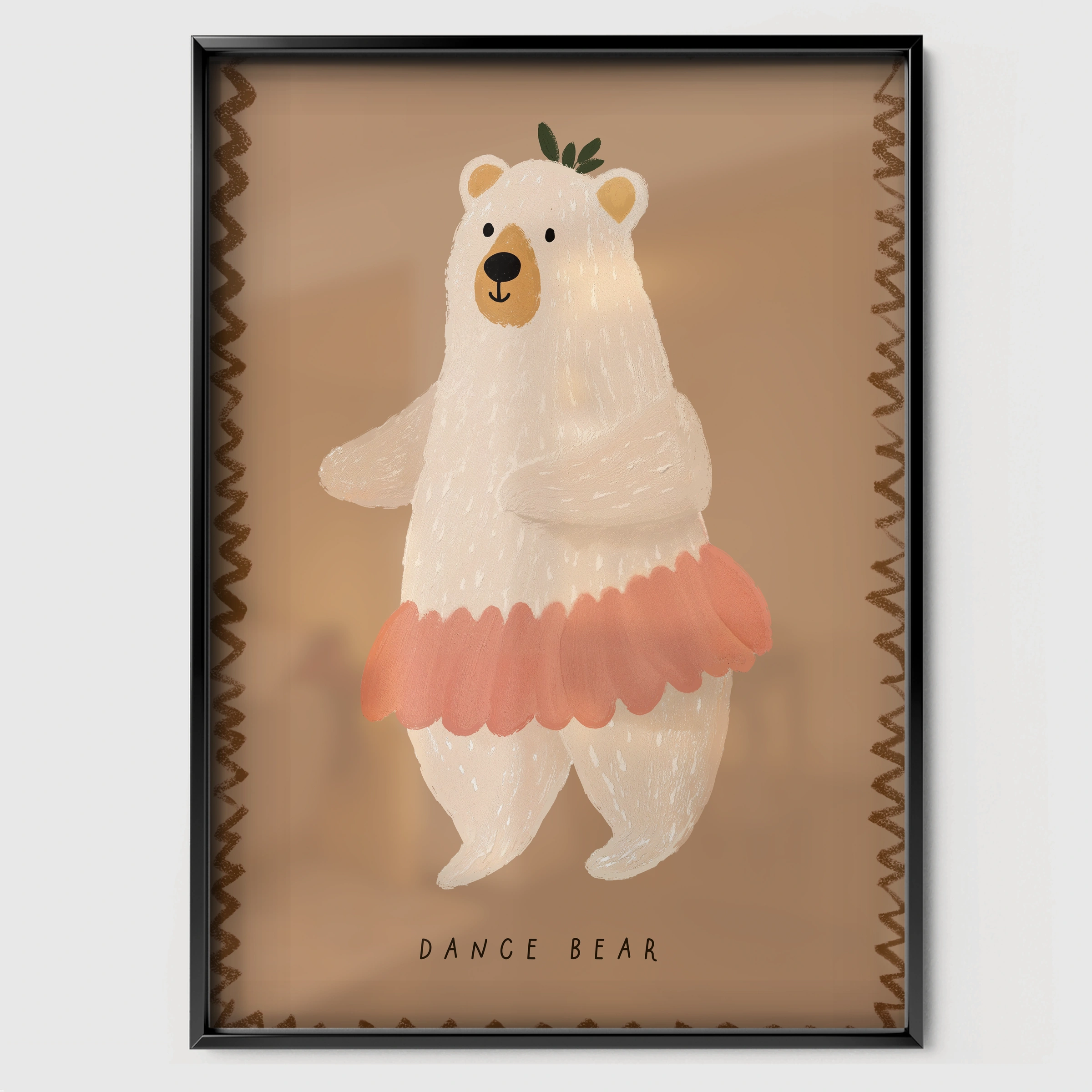Ballerina Llama Nursery Print - black framed nursery wall art print