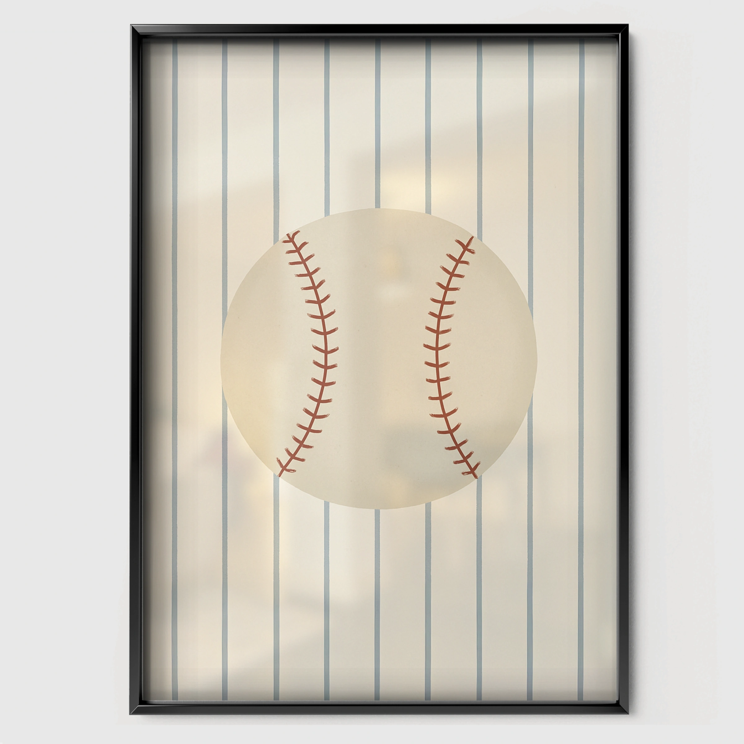 Baseball Ball Nursery Print - black framed nursery wall art print