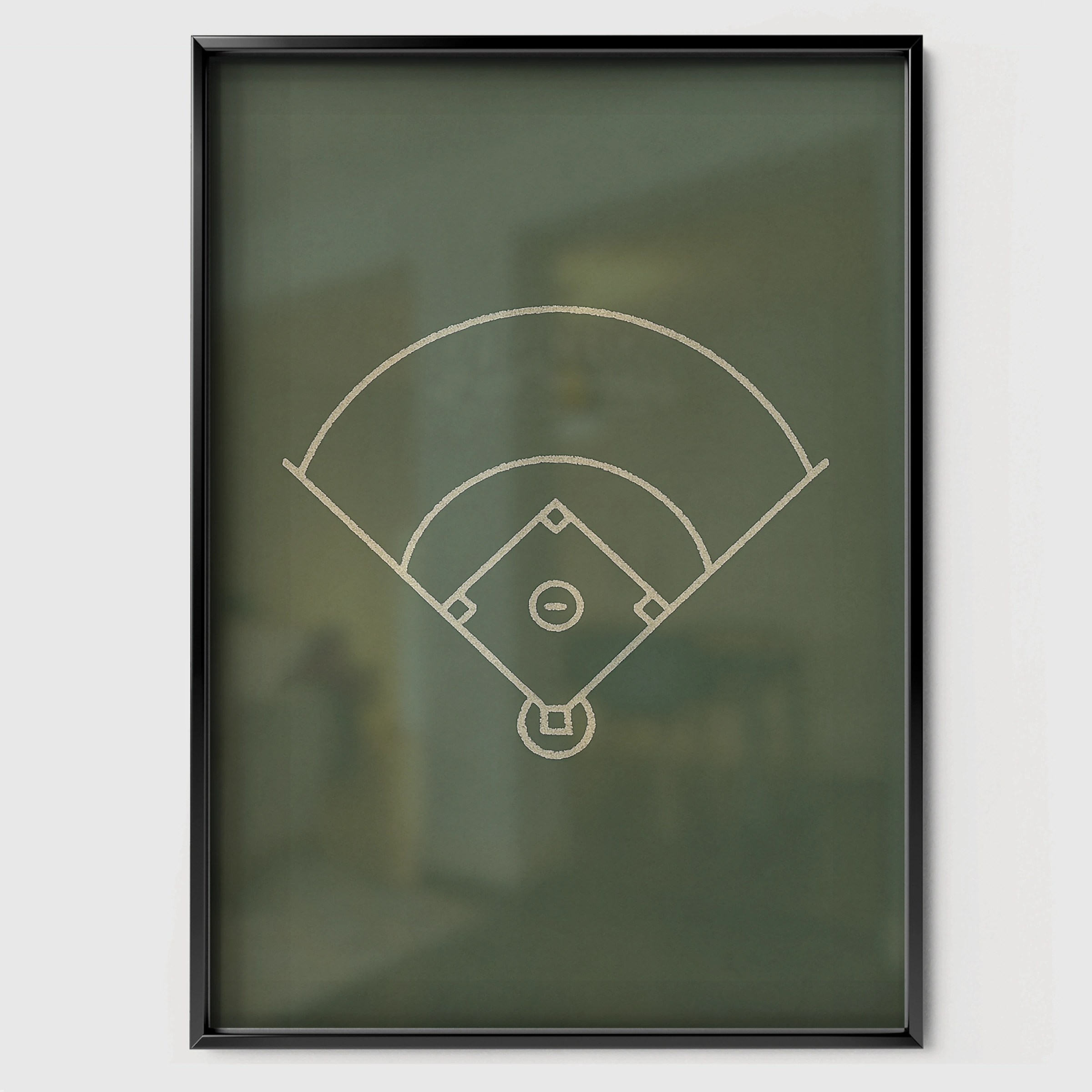 Baseball Diamond Nursery Print - black framed nursery wall art print