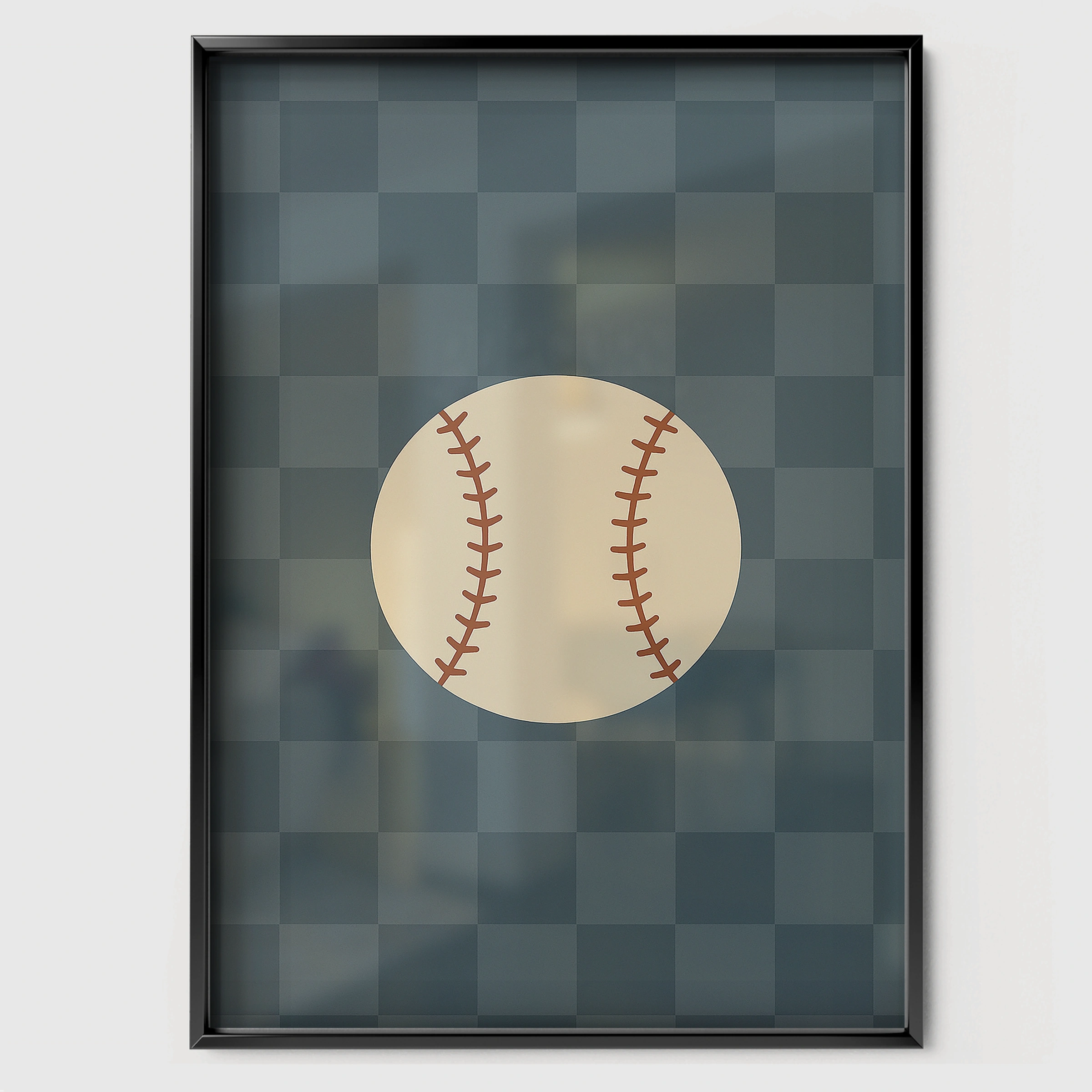 Baseball Three Nursery Print - black framed nursery wall art print