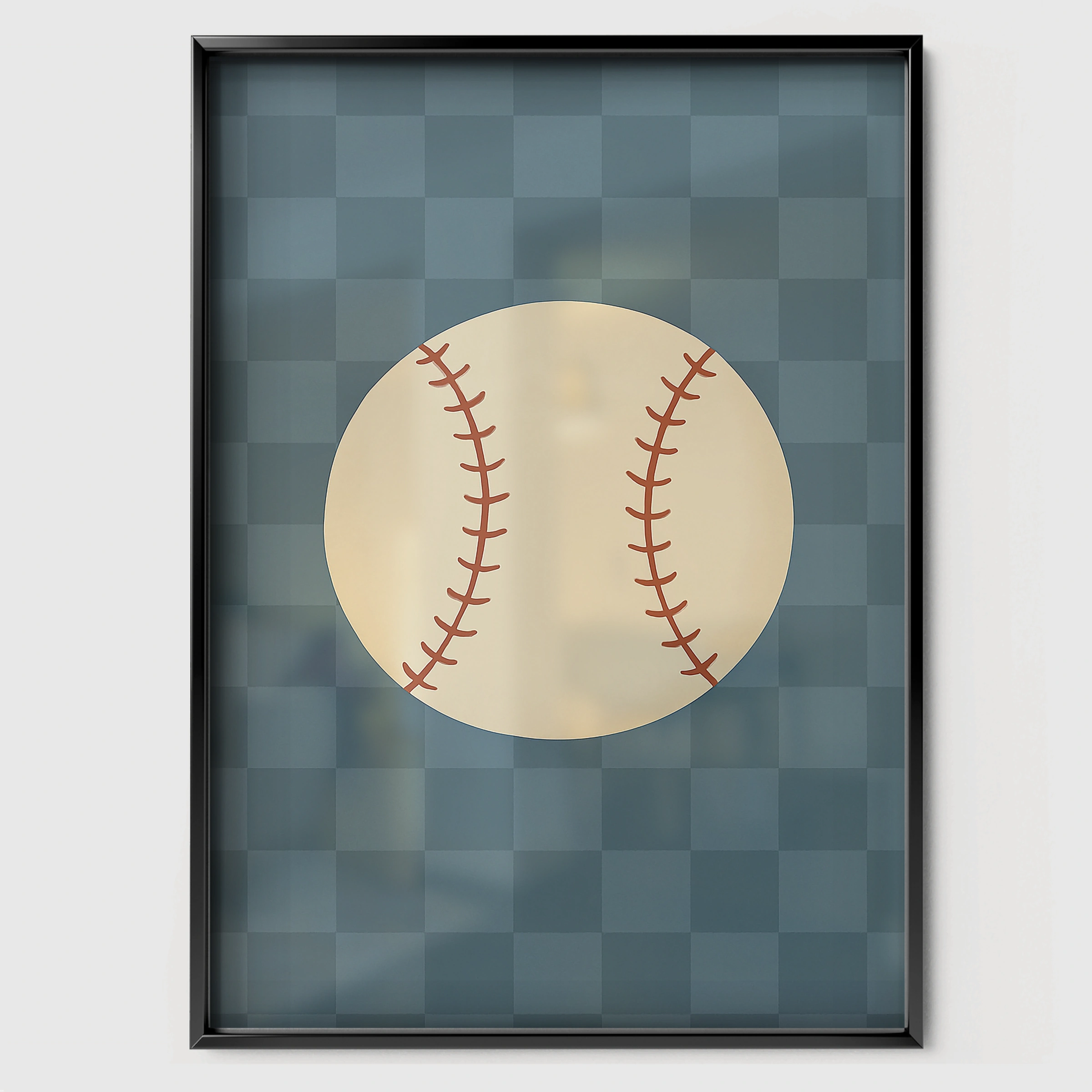 Baseball Two Nursery Print - black framed nursery wall art print