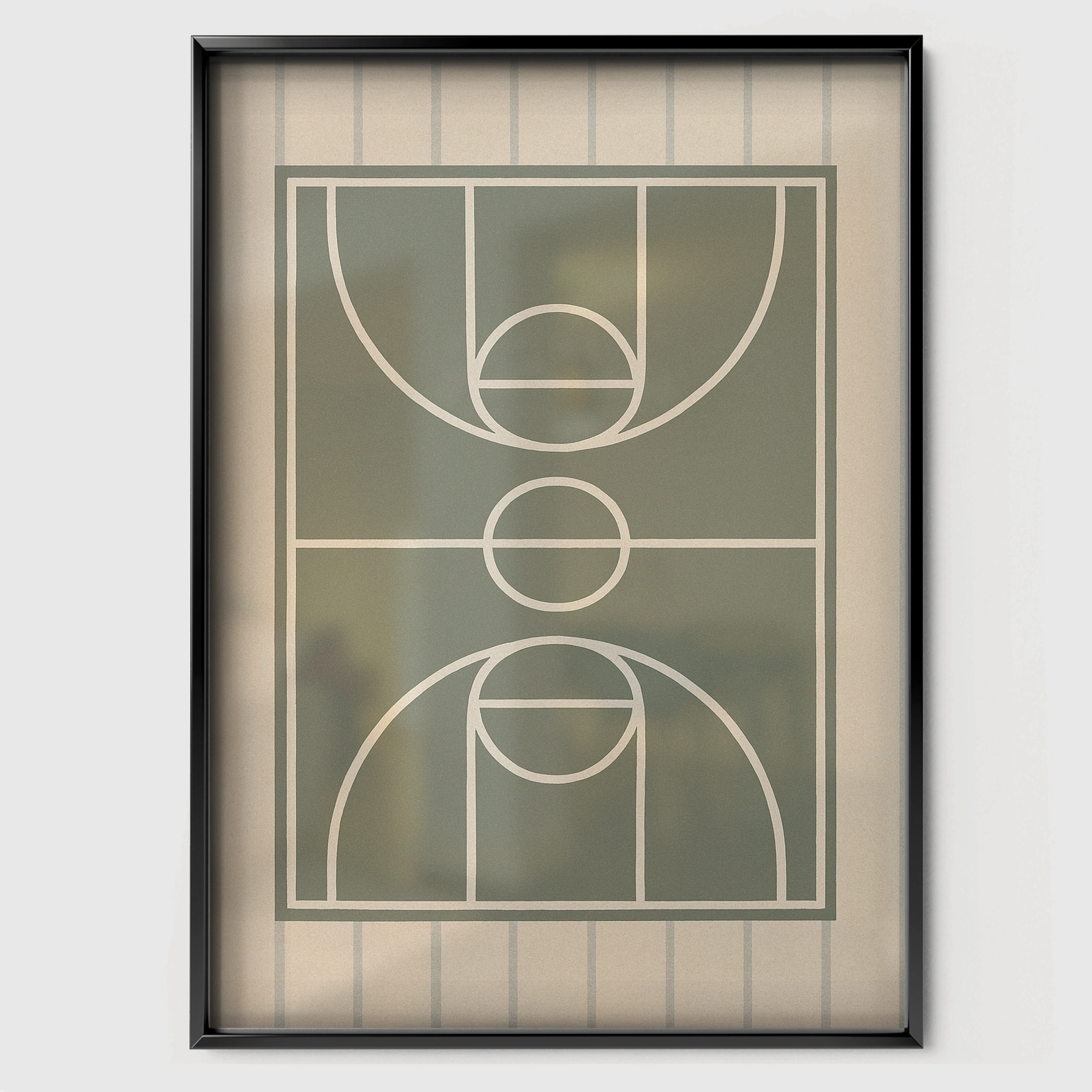 Basketball Court Nursery Print - black framed nursery wall art print