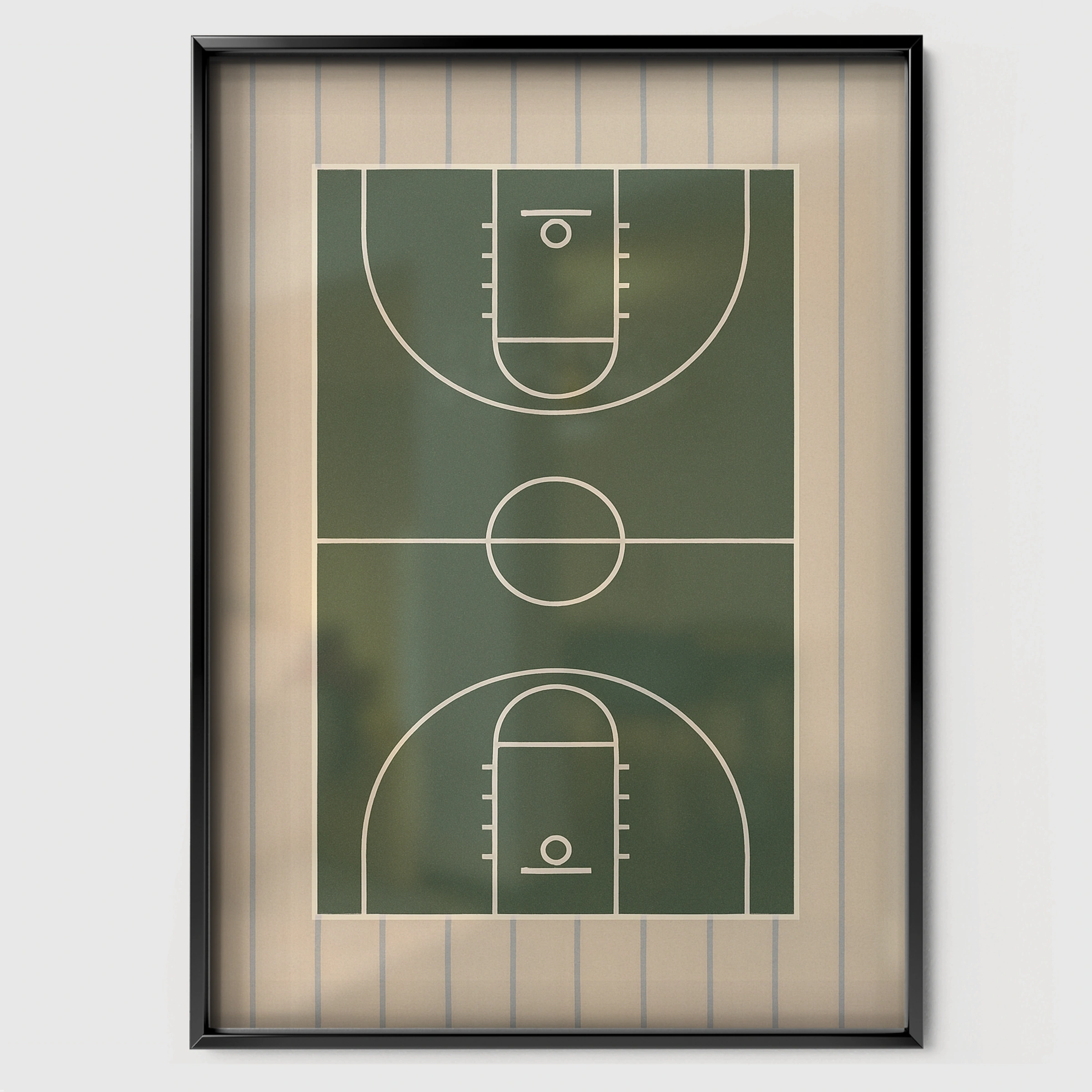 Basketball Court Three Nursery Print - black framed nursery wall art print
