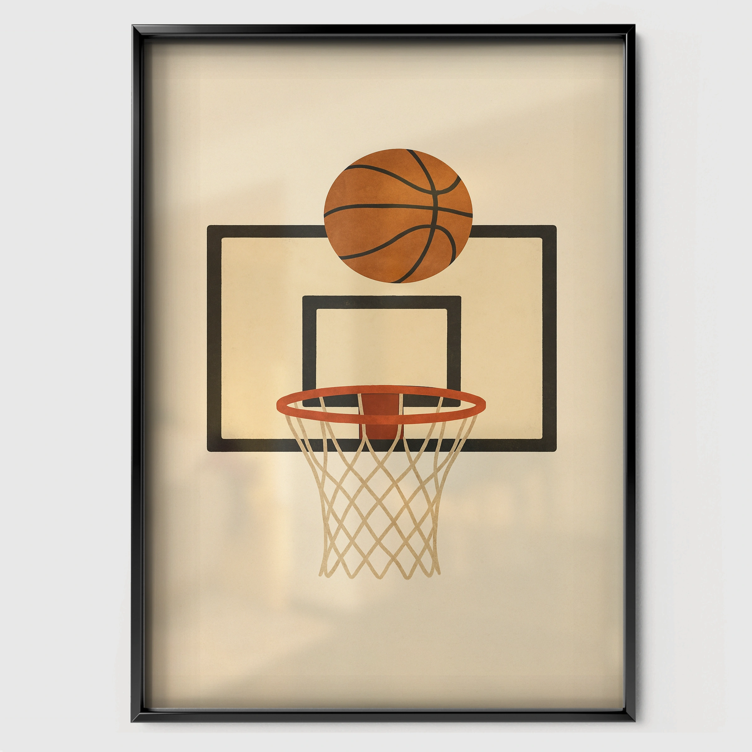 Basketball Hoop Two Nursery Print - black framed nursery wall art print