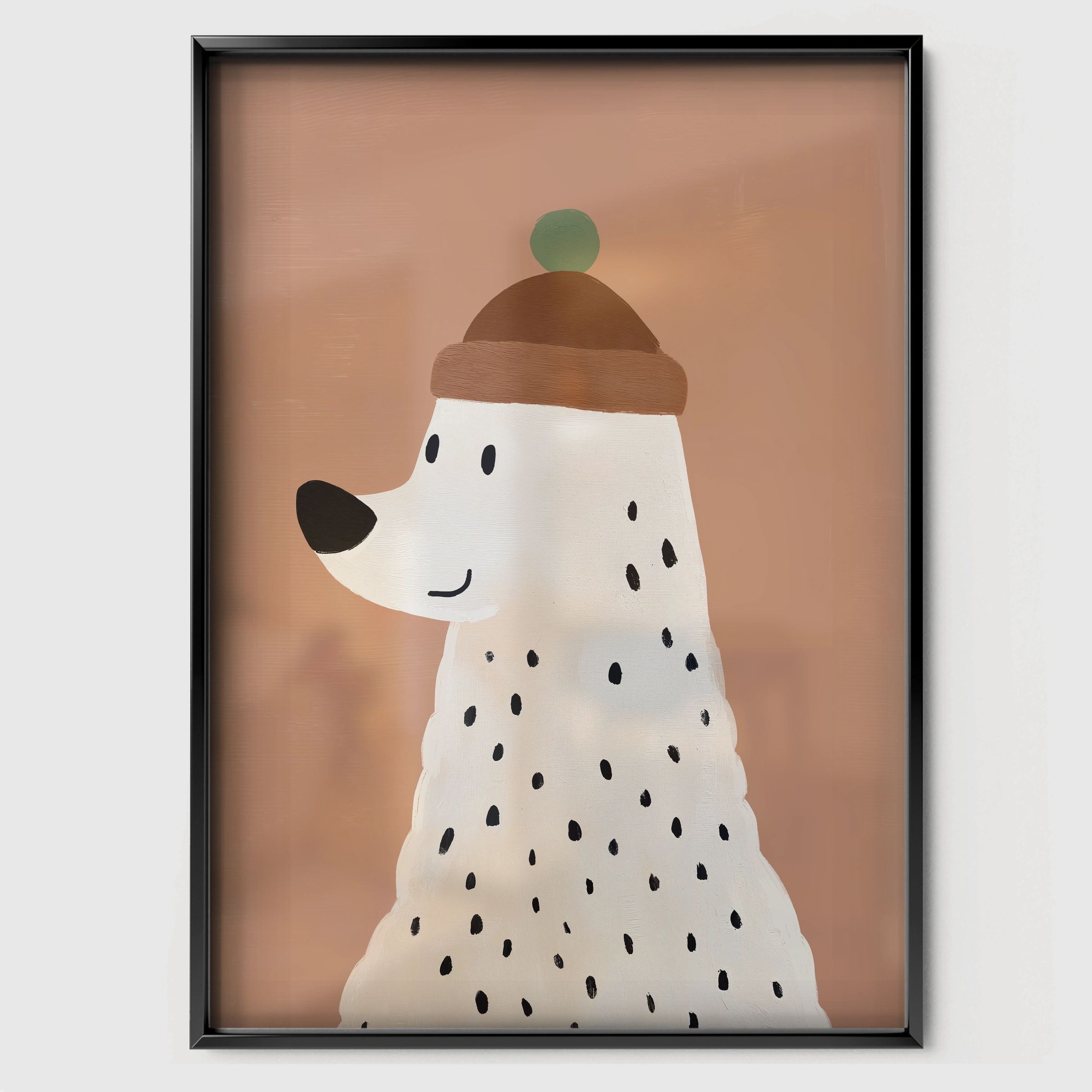 Beanie Bear Nursery Print - black framed nursery wall art print