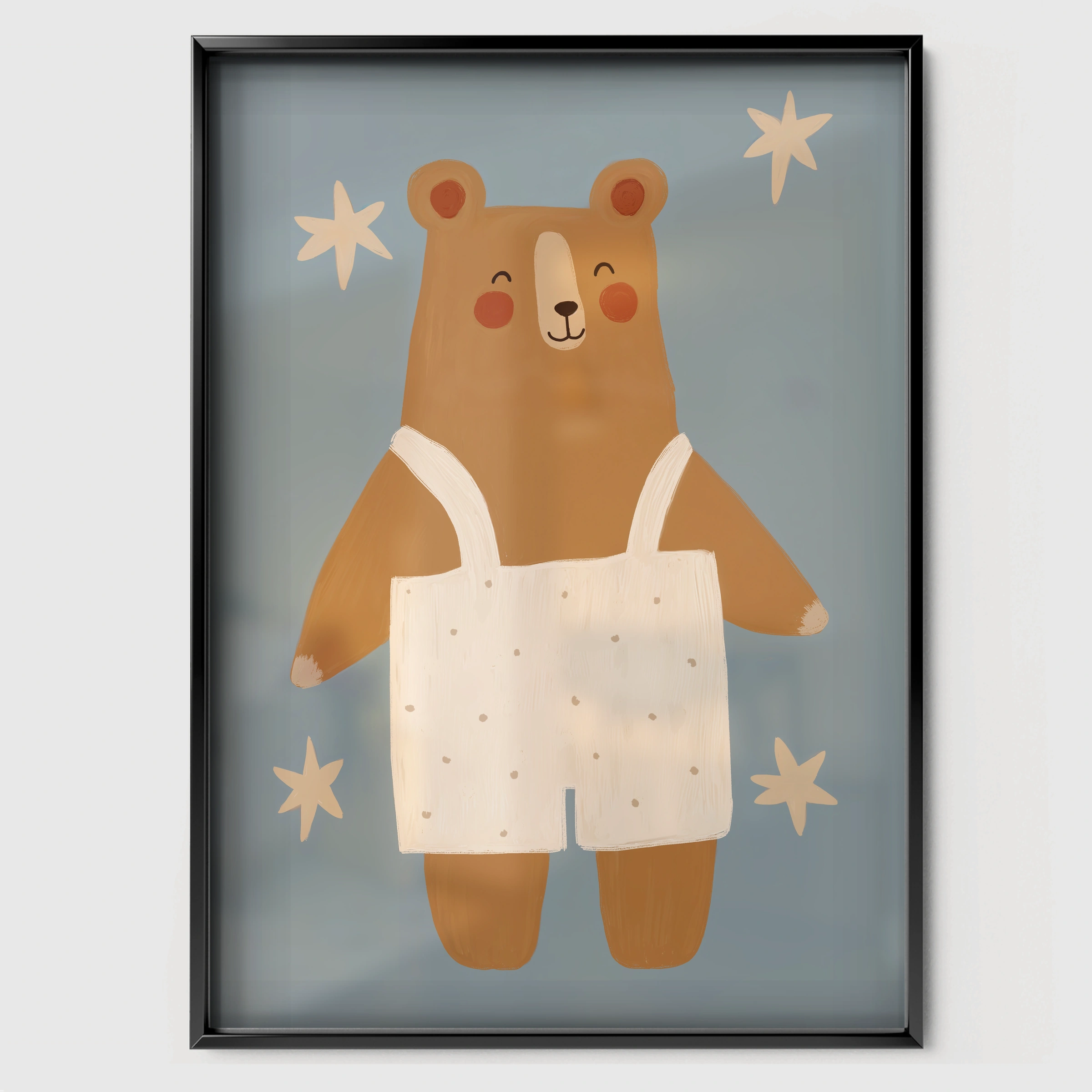 Beanie Fox Nursery Print - black framed nursery wall art print