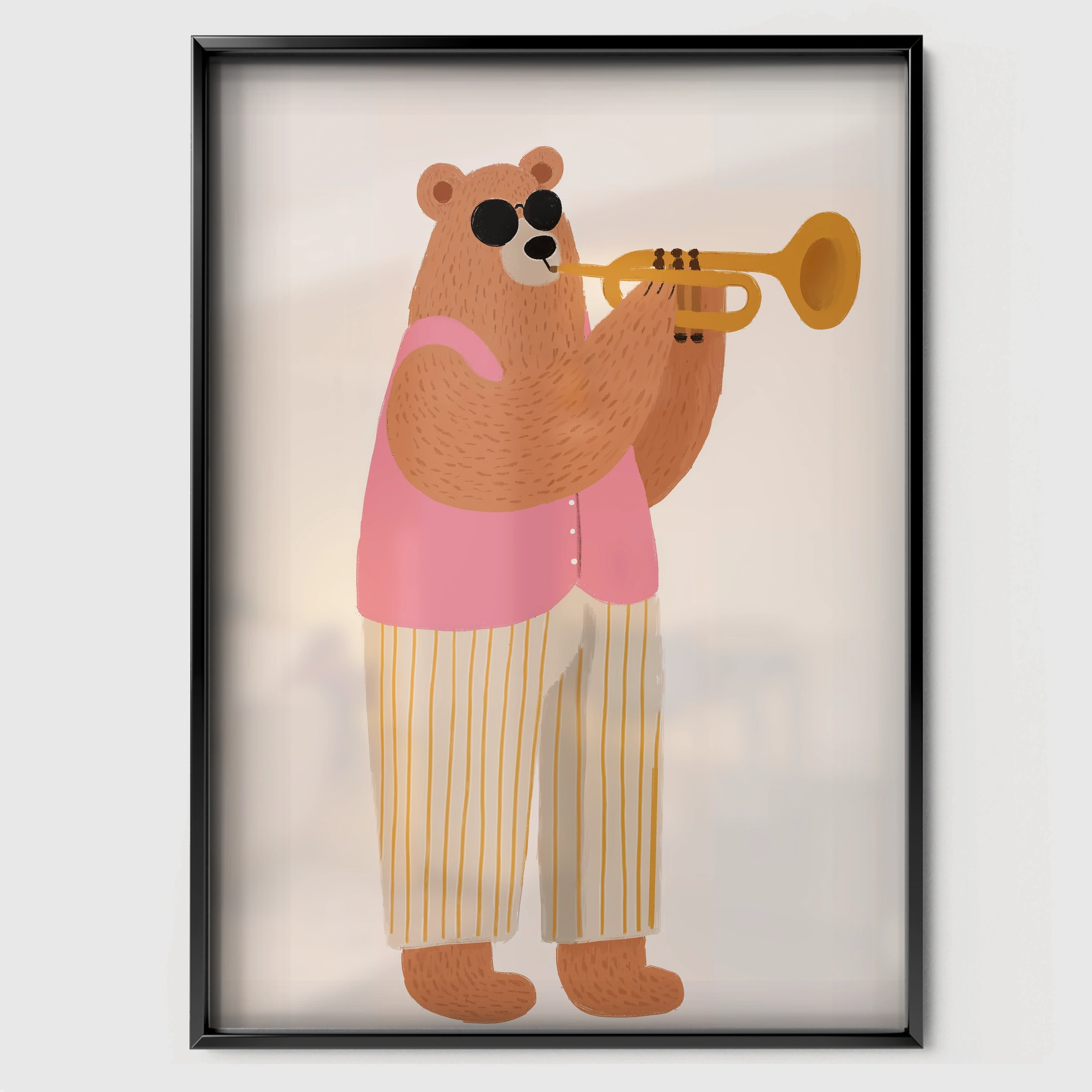 Bear Hug Nursery Print - black framed nursery wall art print