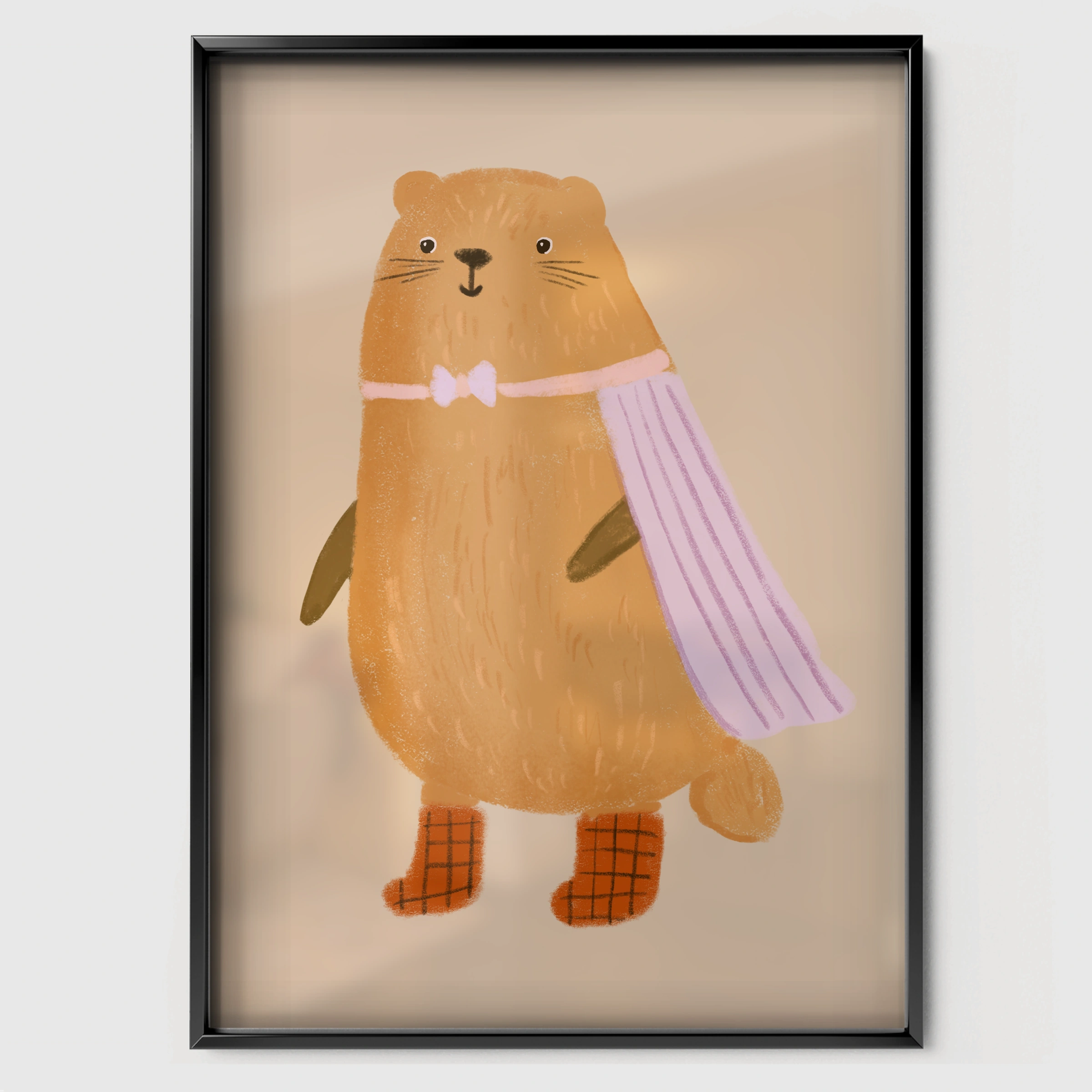 Big Brown Bear Nursery Print - black framed nursery wall art print