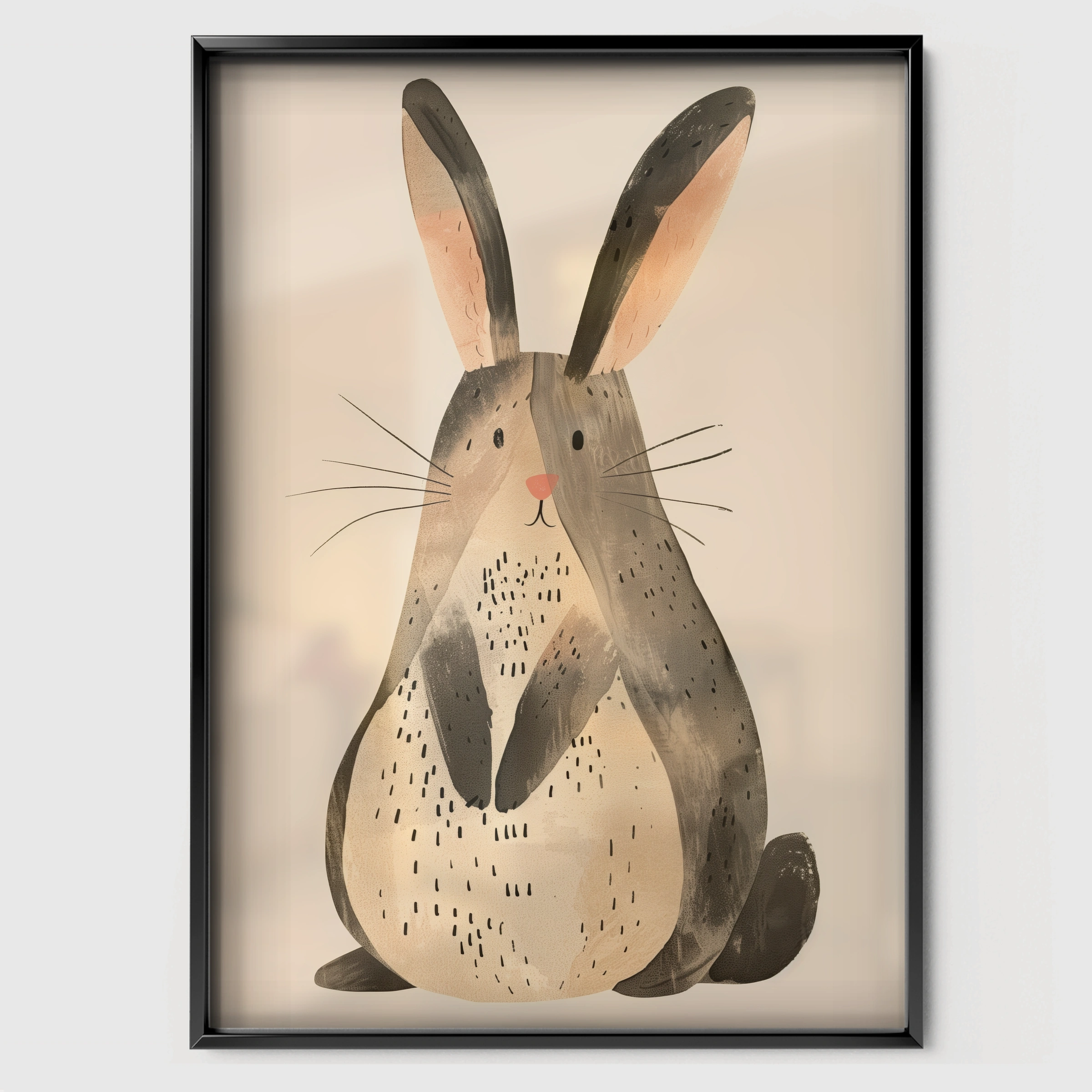 Big Rabbit Nursery Print - black framed nursery wall art print