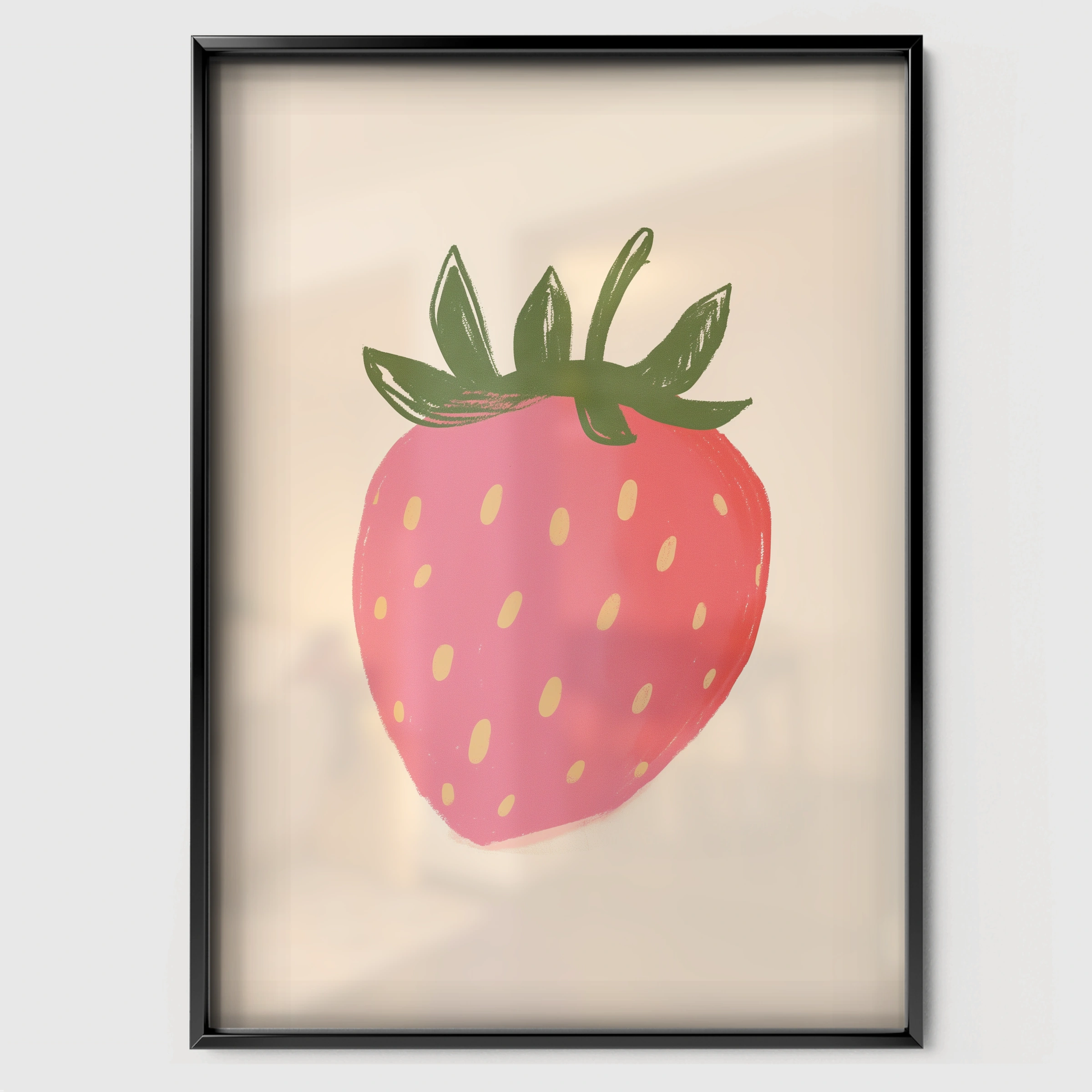 Big Strawberry Nursery Print - black framed nursery wall art print