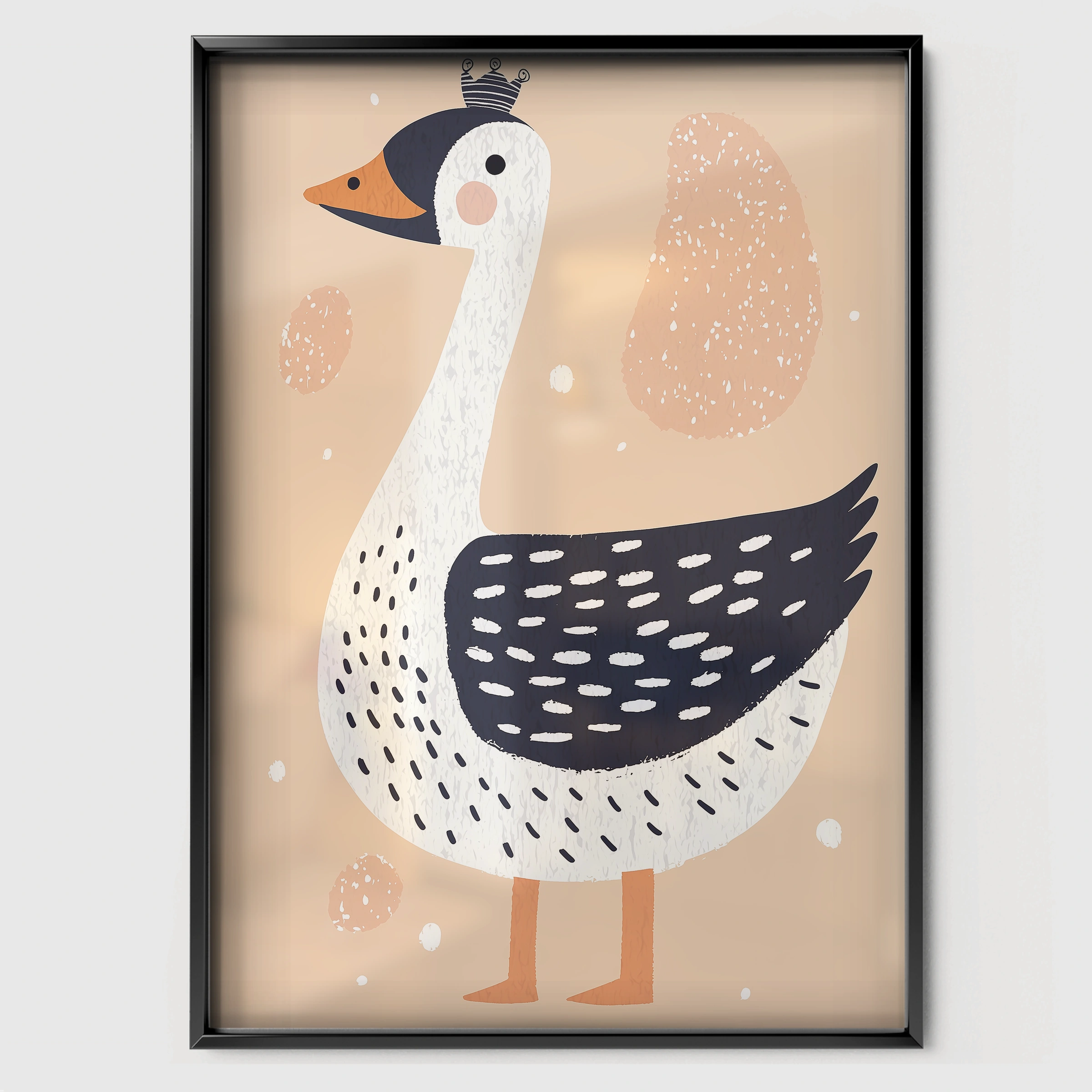 Blue Goose Nursery Print - black framed nursery wall art print