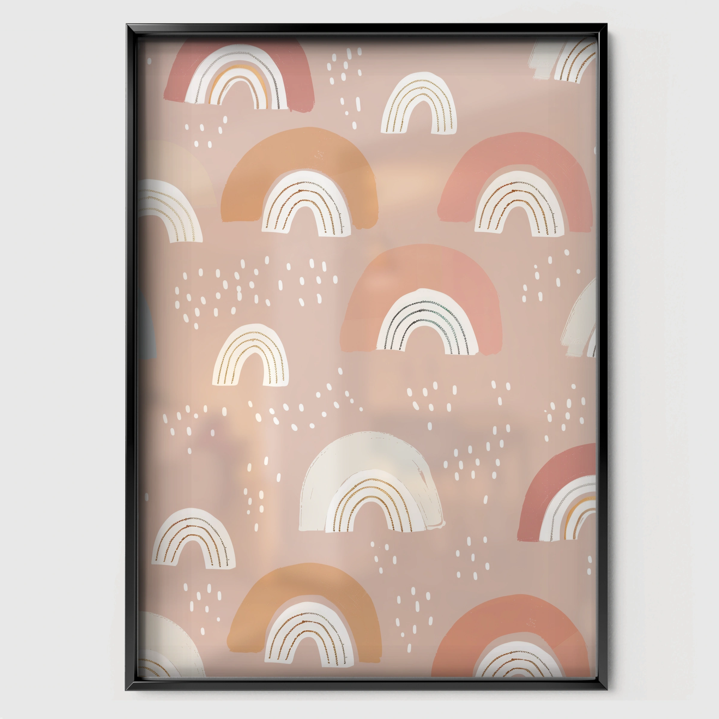 Boho Rainbow Set Nursery Print - black framed nursery wall art print