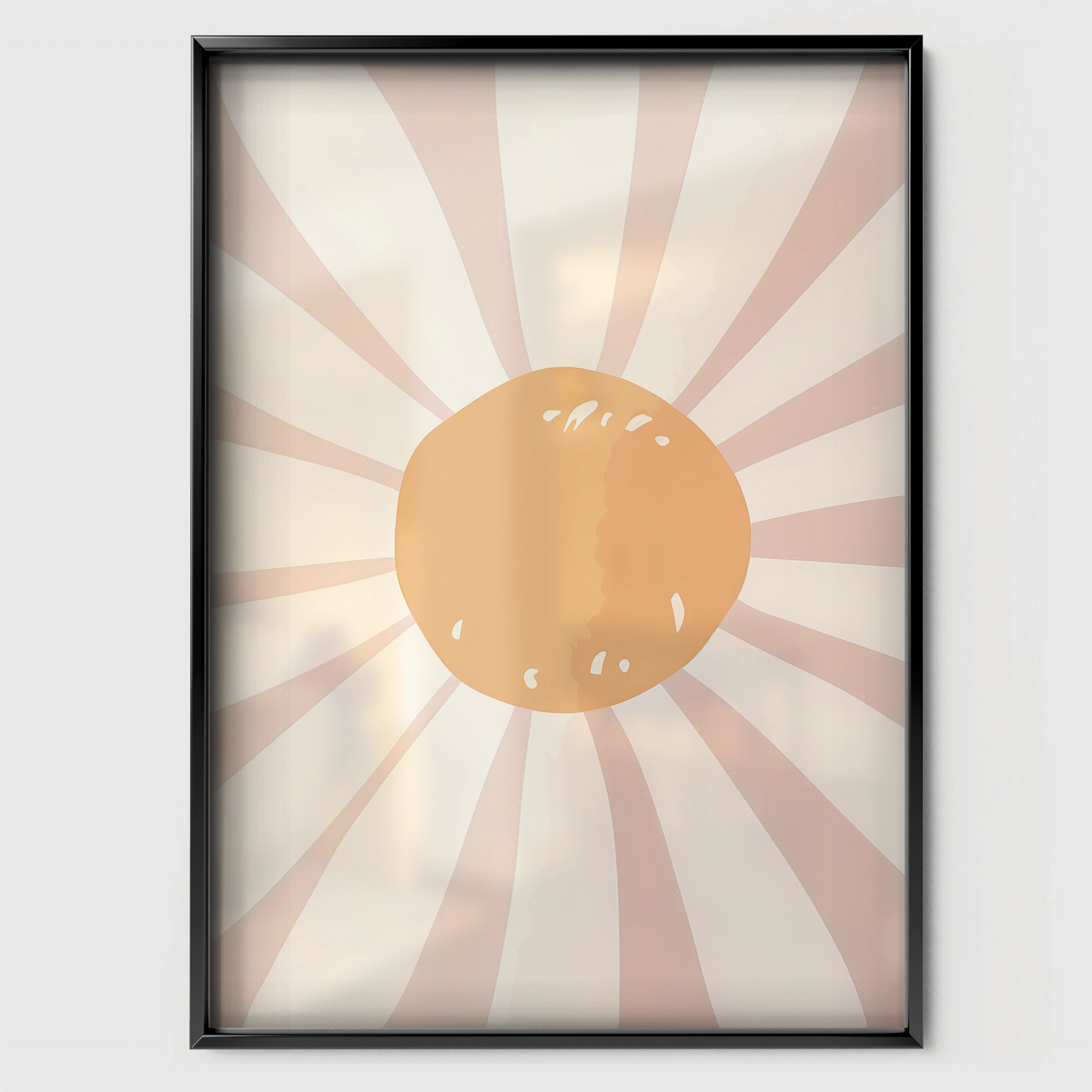 Boho Sunburst Nursery Print - black framed nursery wall art print