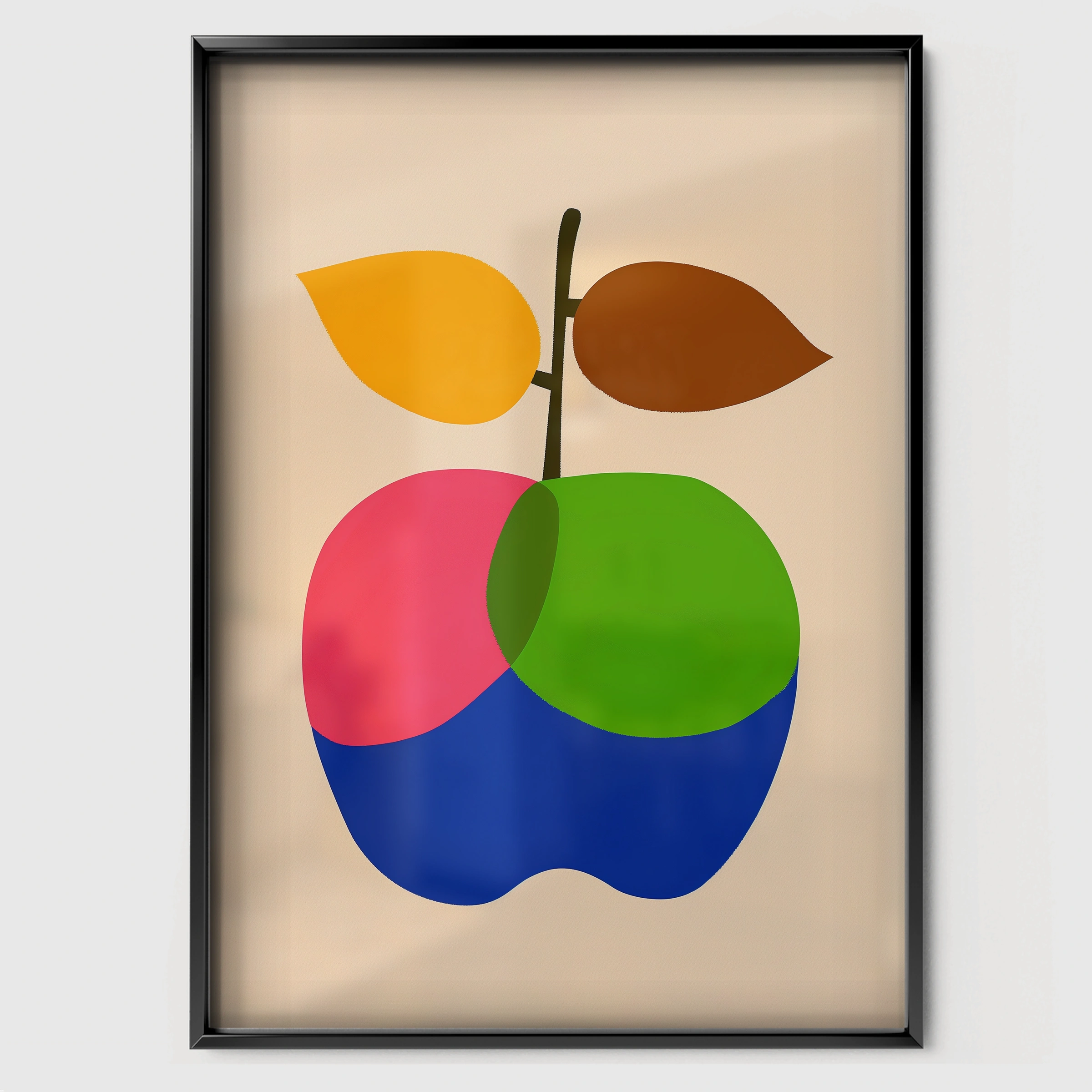 Bold Apple Nursery Print - black framed nursery wall art print