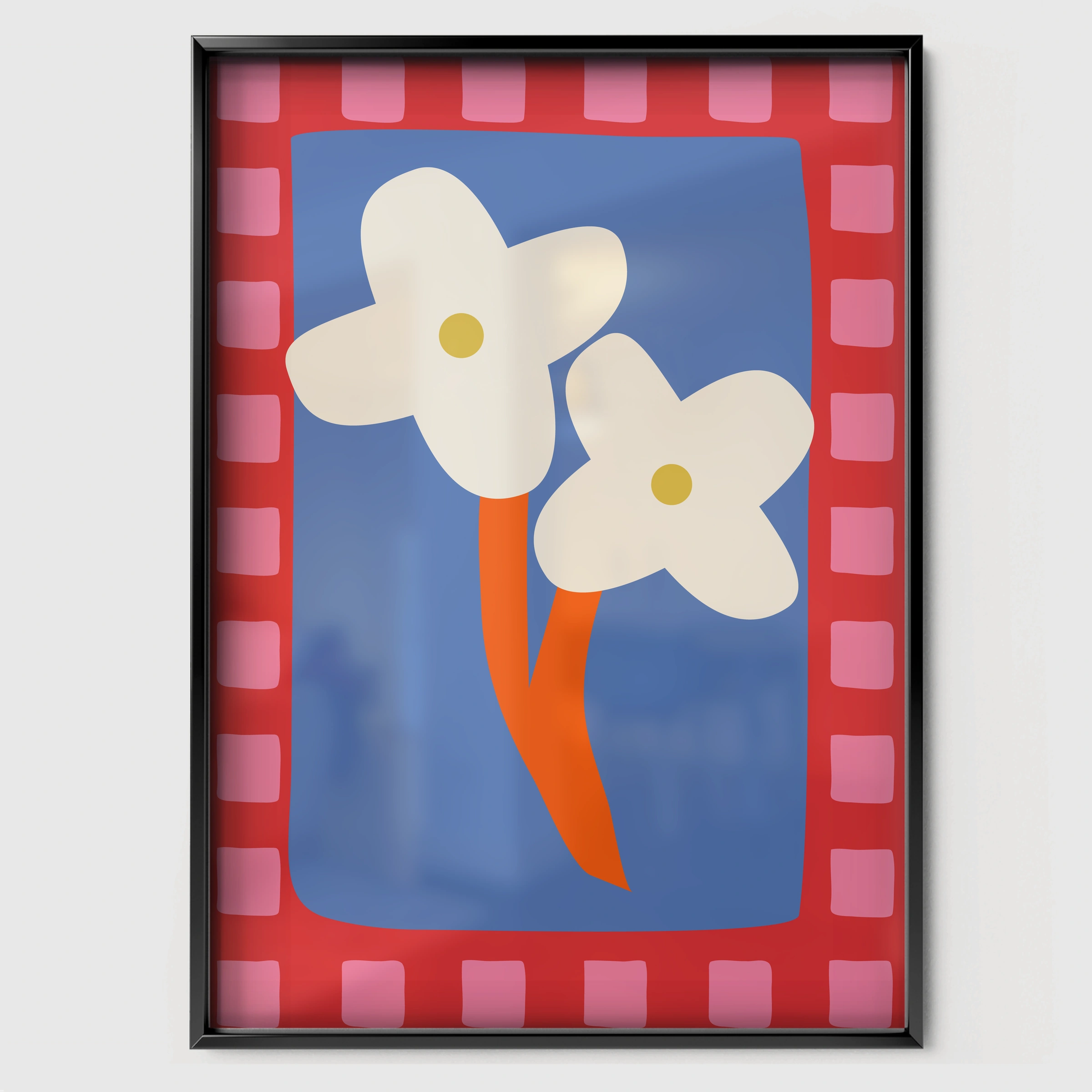 Bold Blooms Nursery Print - black framed nursery wall art print