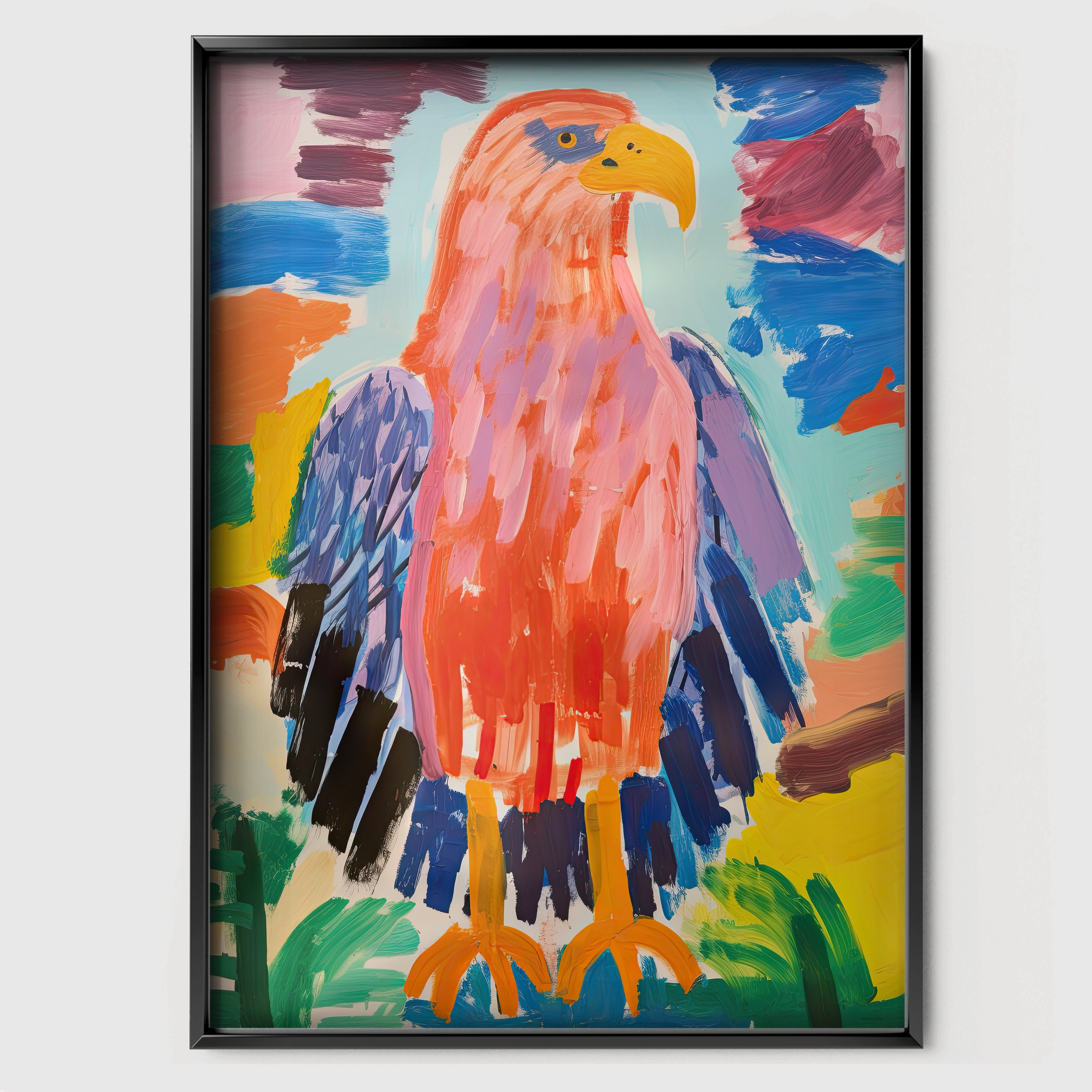 Bold Eagle Nursery Print - black framed nursery wall art print