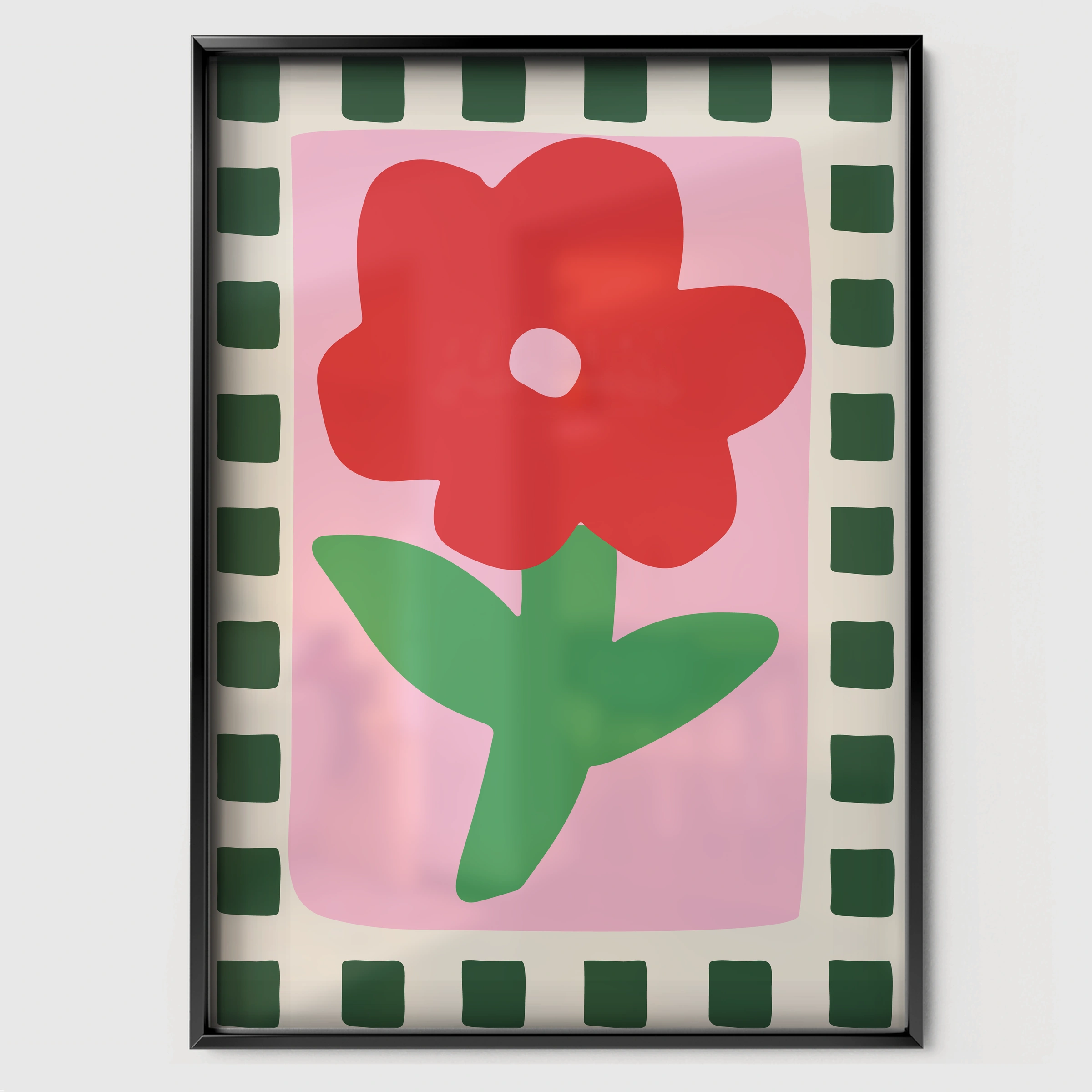 Bold Flower Nursery Print - black framed nursery wall art print