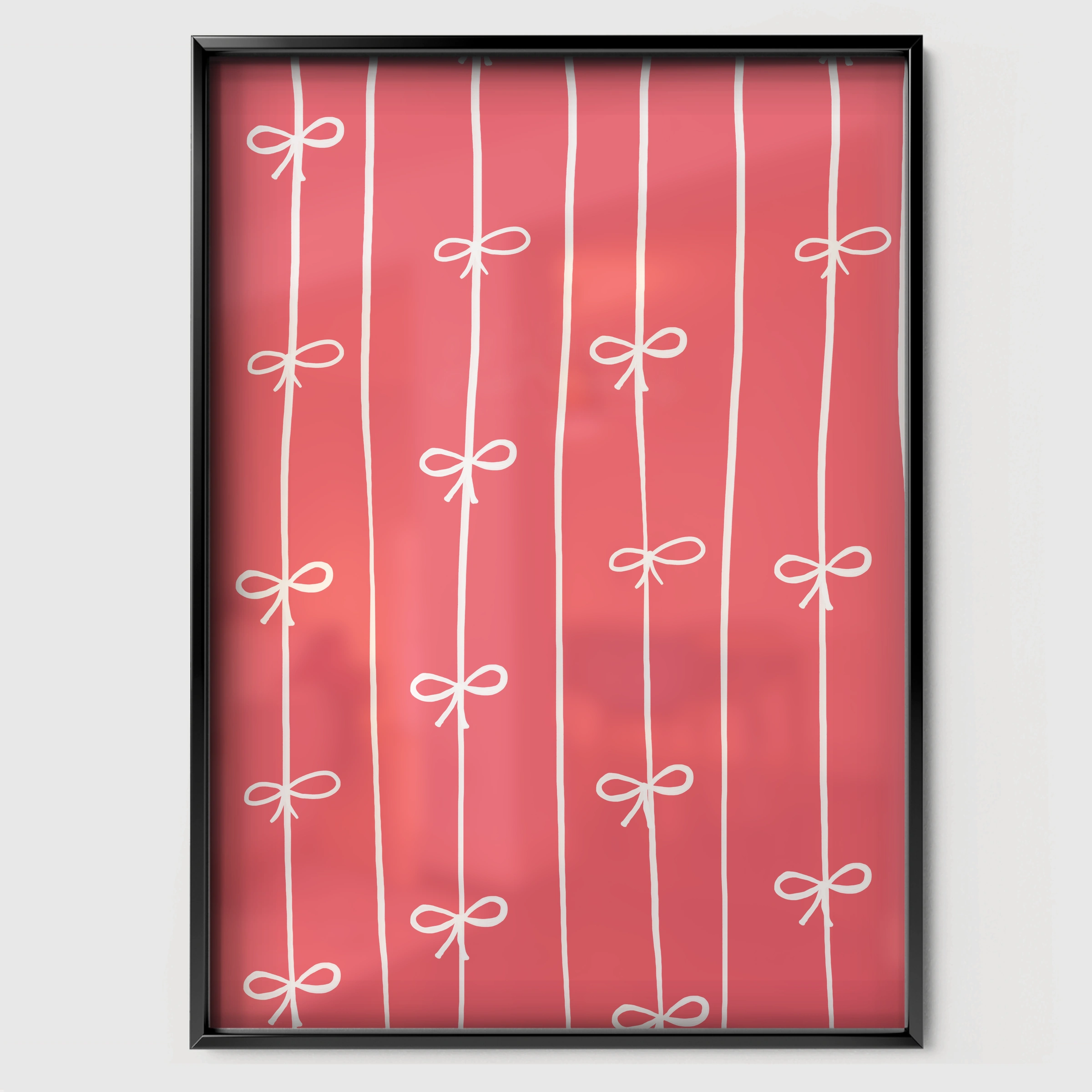 Bows Pattern Nursery Print - black framed nursery wall art print