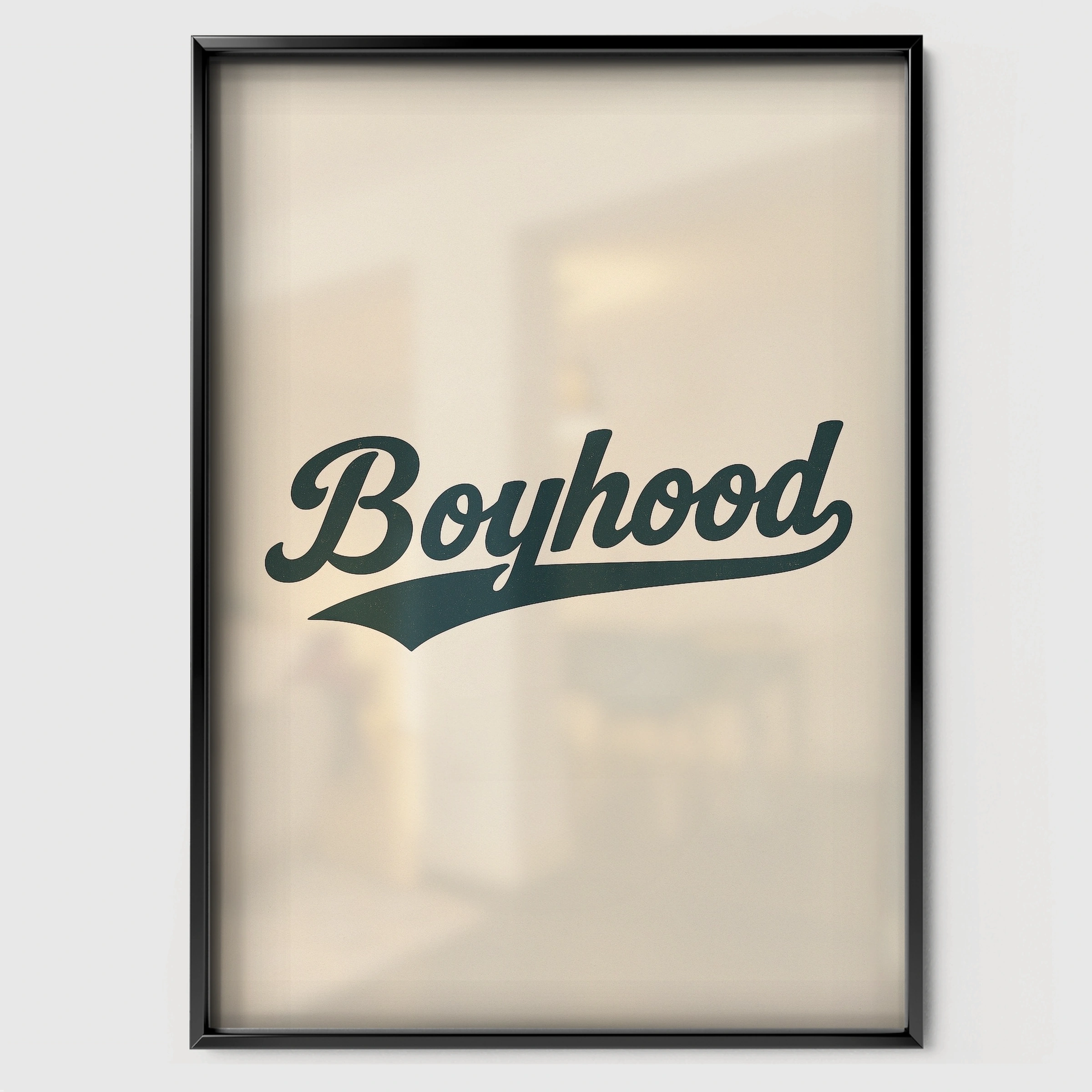 Boyhood Script Nursery Print - black framed nursery wall art print