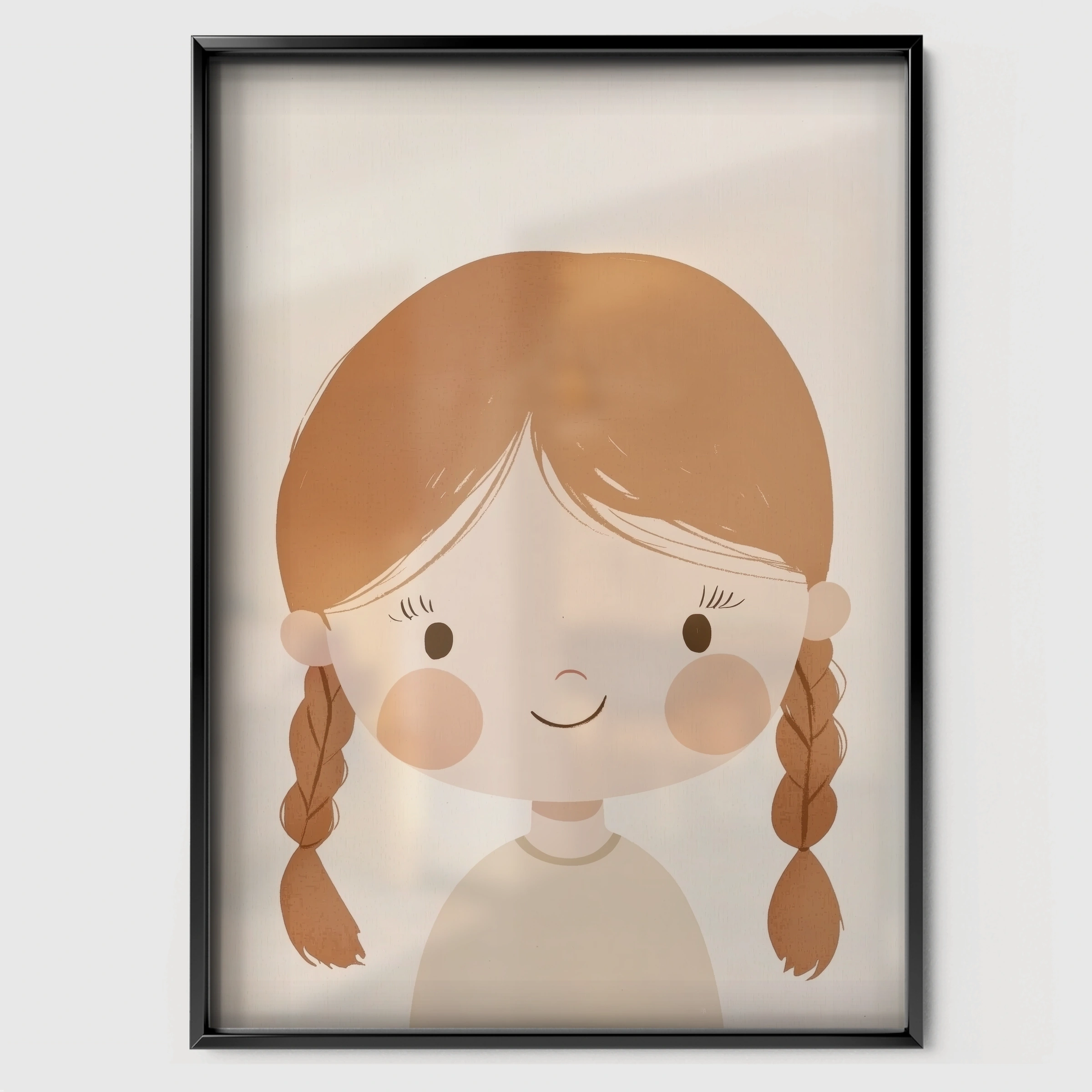 Braided Girl Nursery Print - black framed nursery wall art print