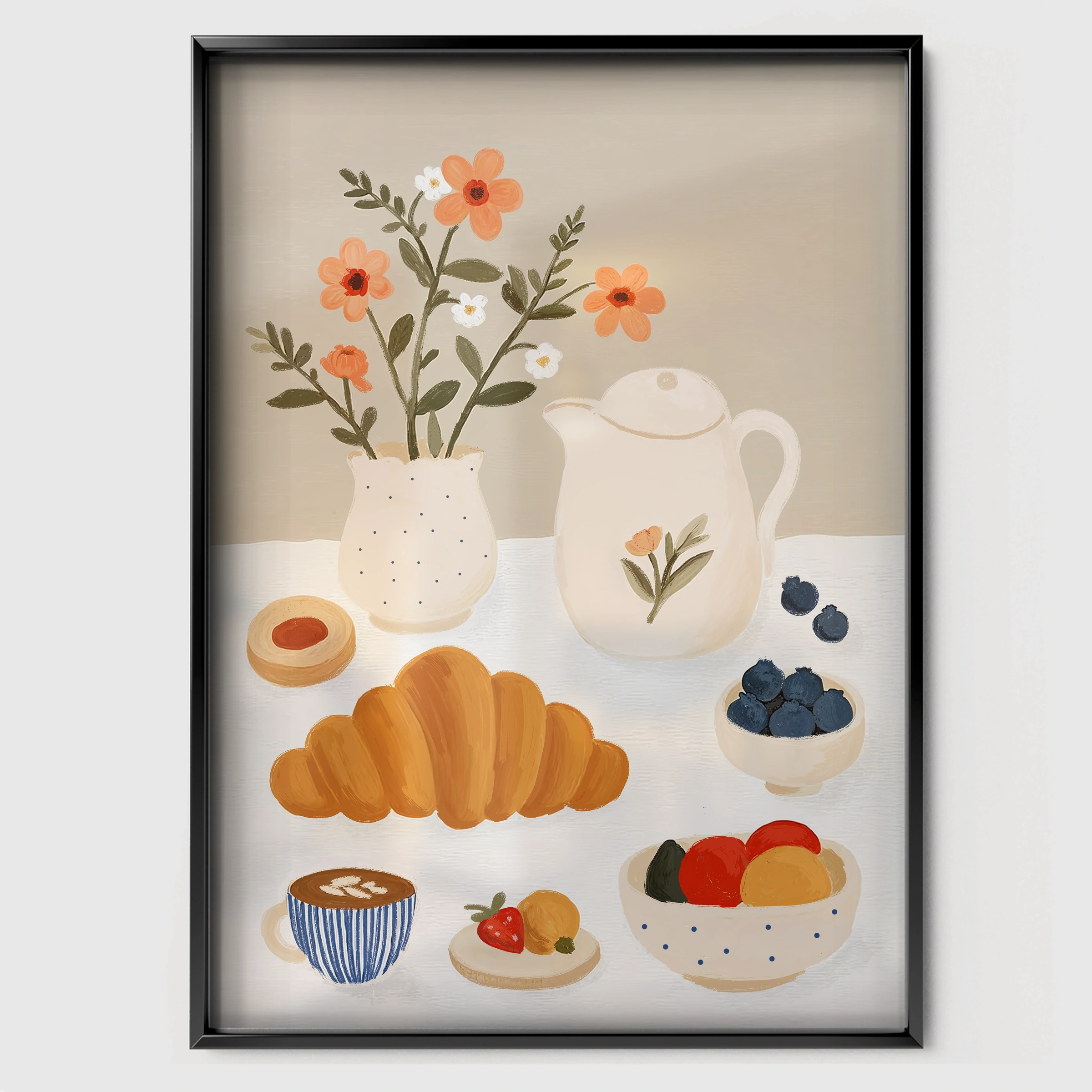 Breakfast Treats Nursery Print - black framed nursery wall art print