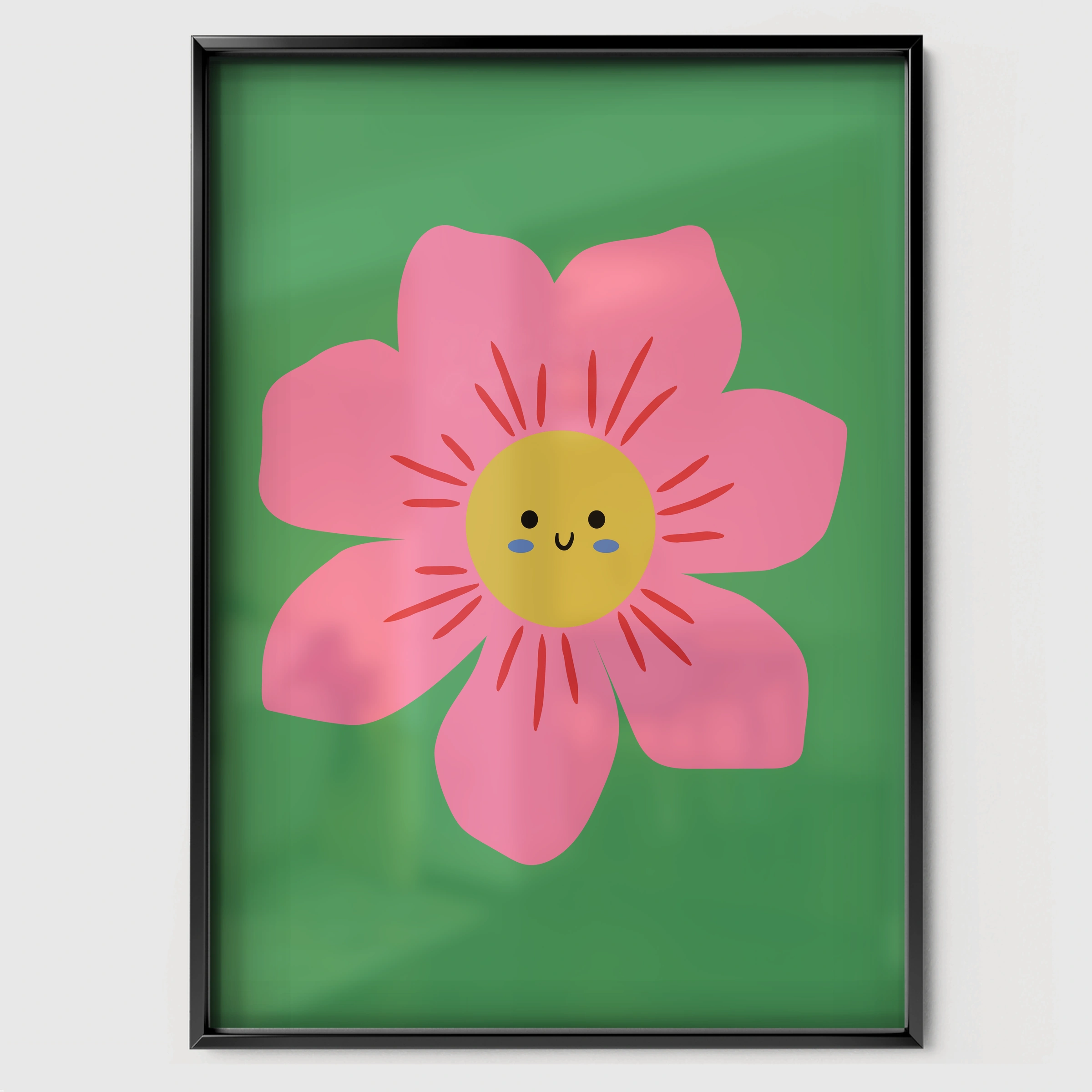 Bright Flower Nursery Print - black framed nursery wall art print