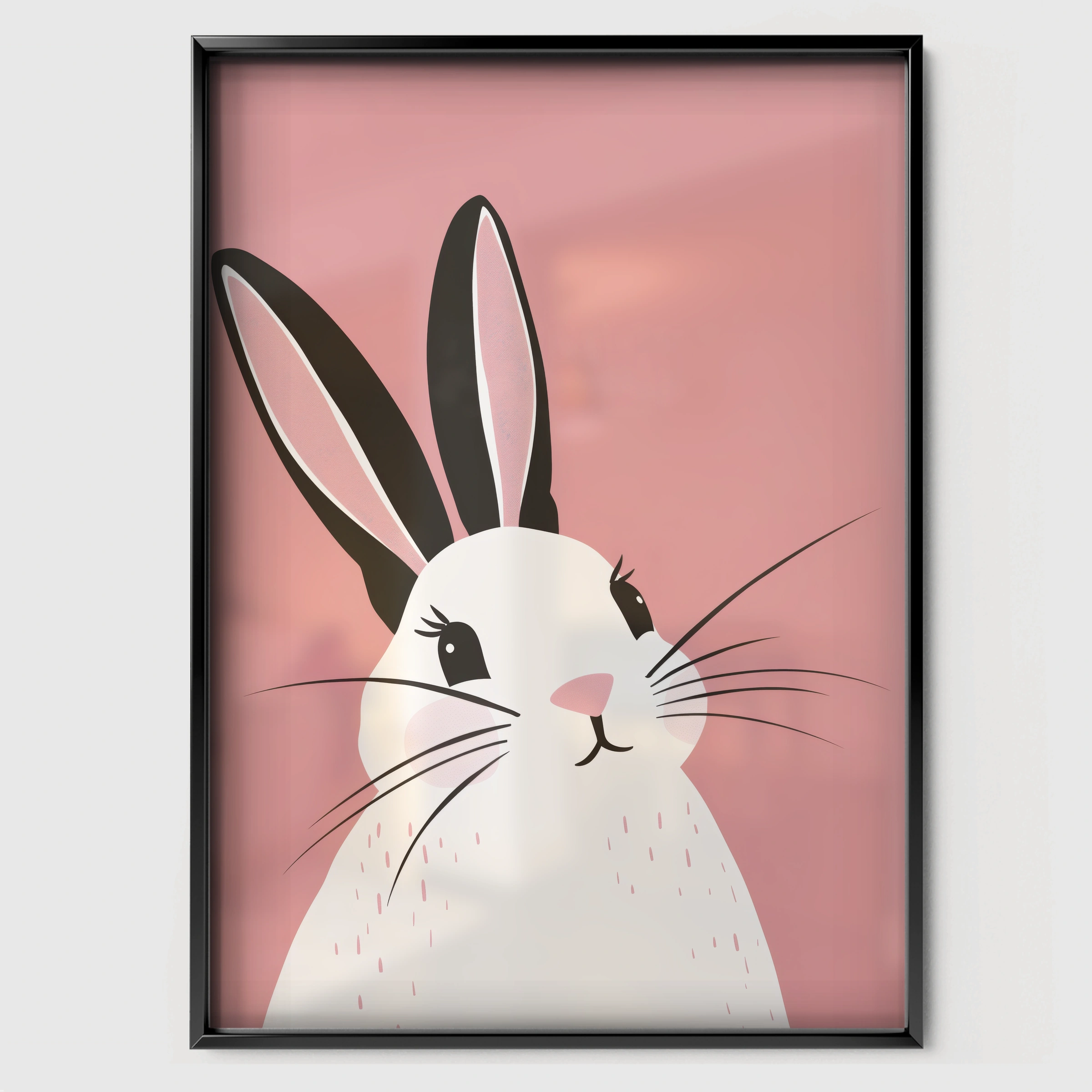 Bunny Portrait Nursery Print - black framed nursery wall art print