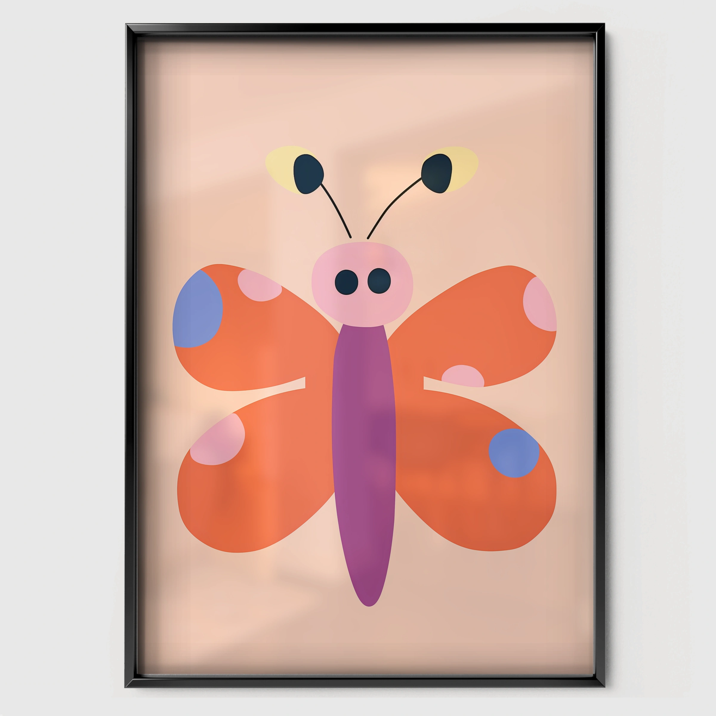 Butterfly Nursery Print - black framed nursery wall art print