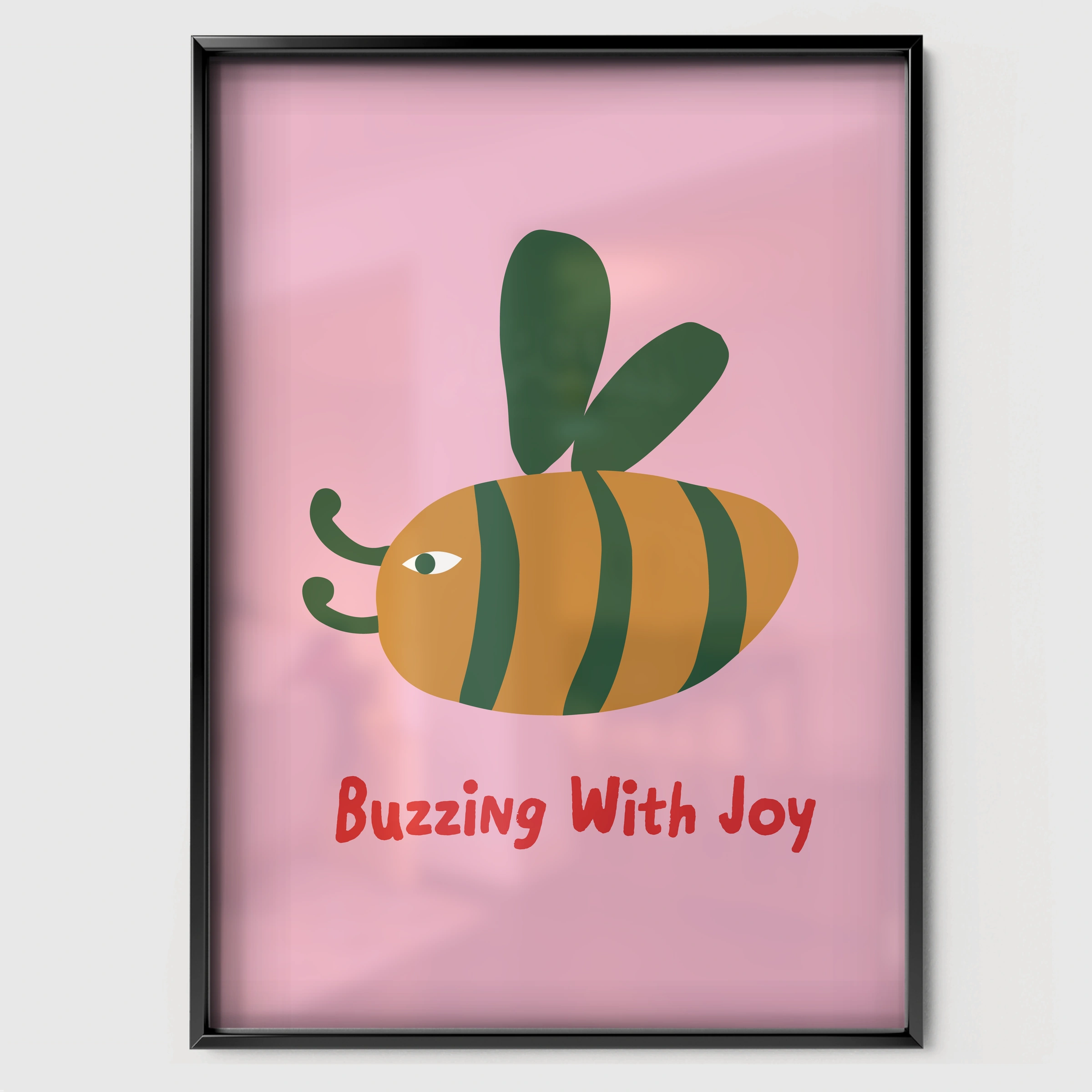 Buzzing With Joy Nursery Print - black framed nursery wall art print