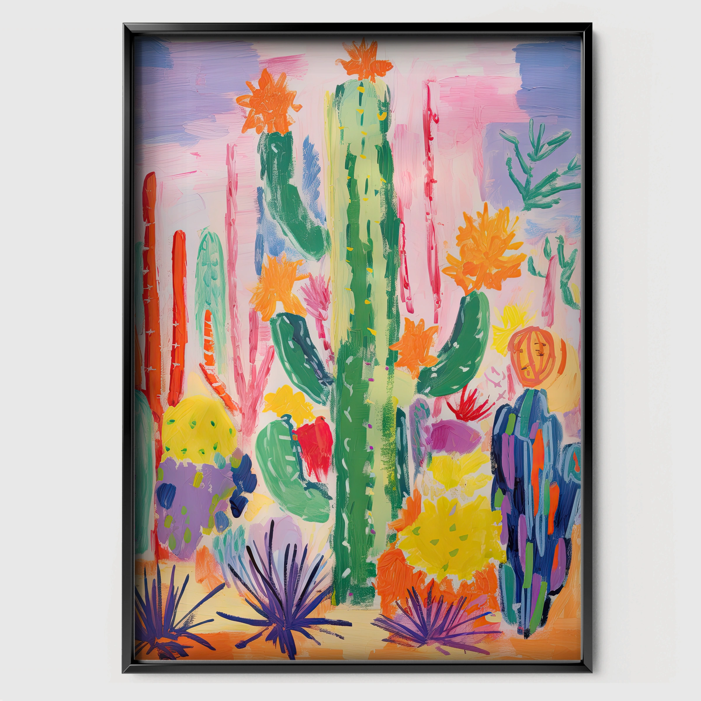Cactus Garden Nursery Print - black framed nursery wall art print