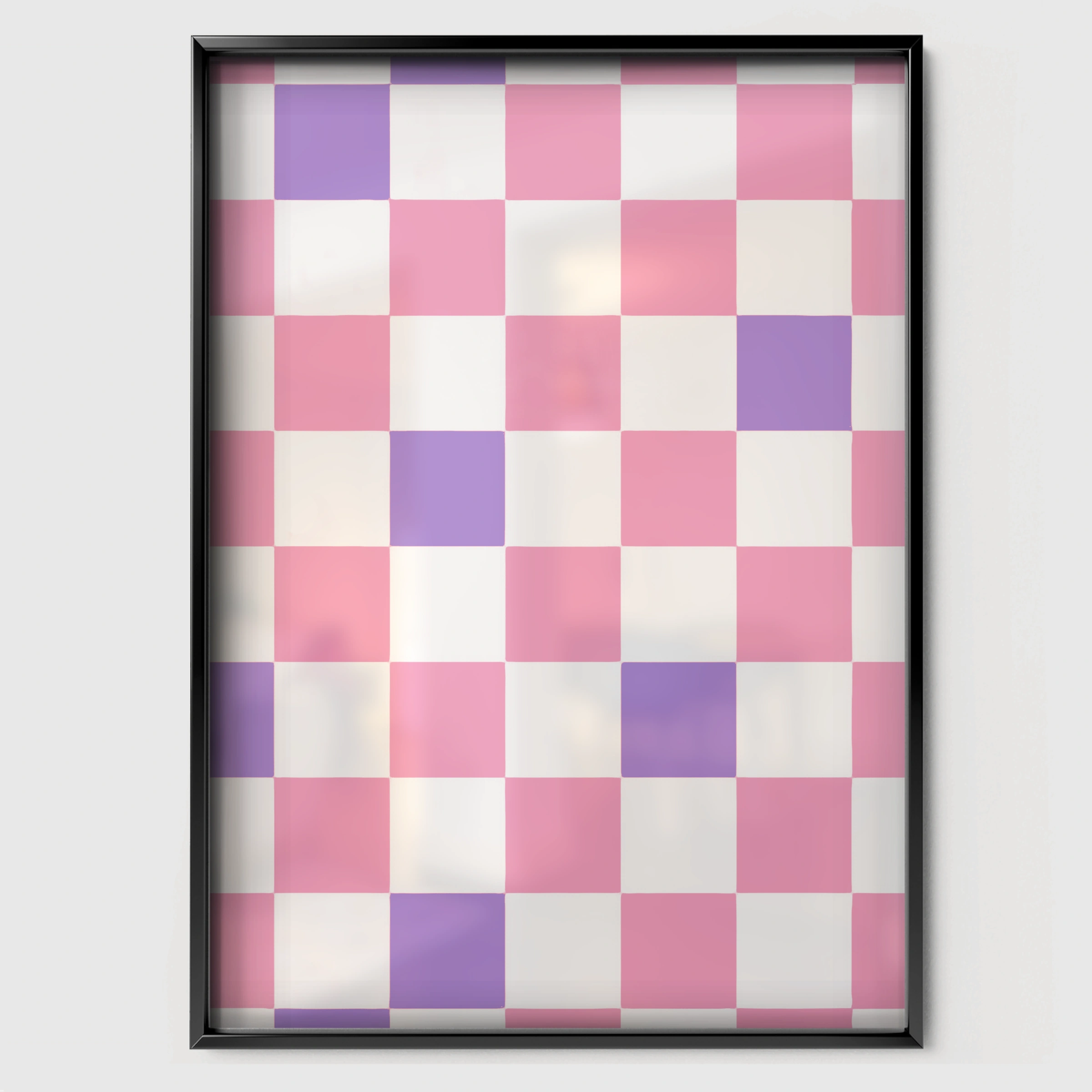 Checkerboard Nursery Print - black framed nursery wall art print