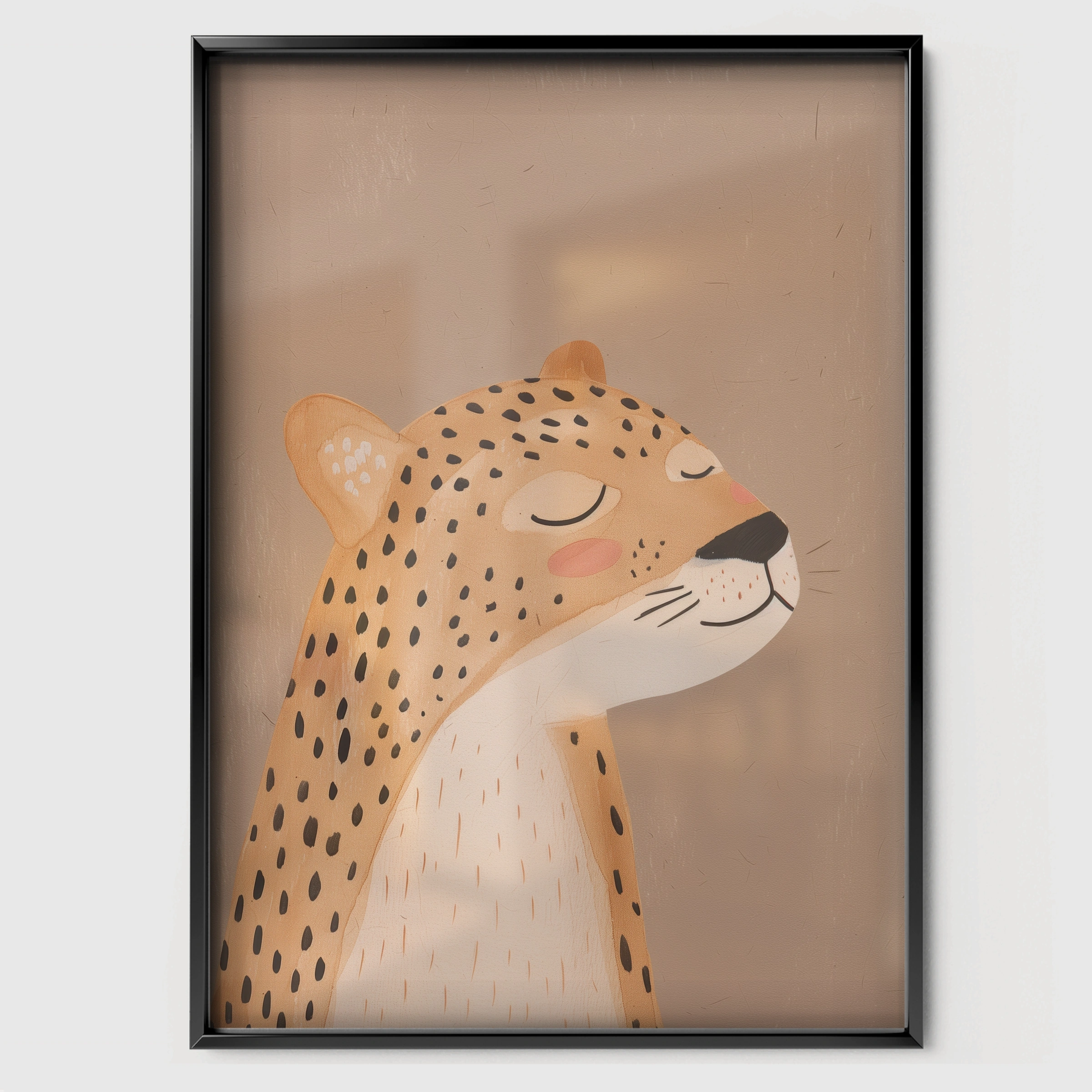 Cheetah Cub Nursery Print - black framed nursery wall art print