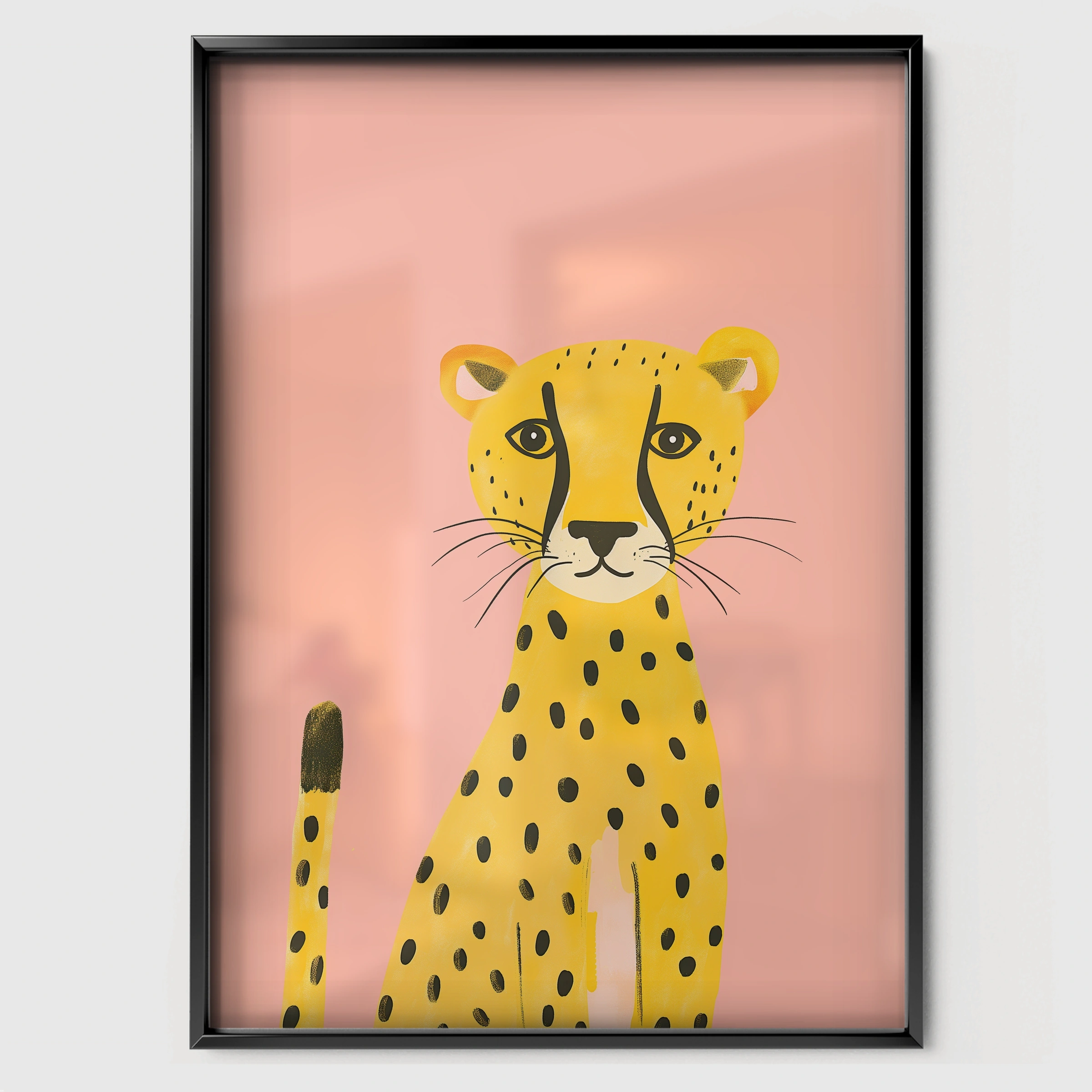 Cheetah Nursery Print - black framed nursery wall art print