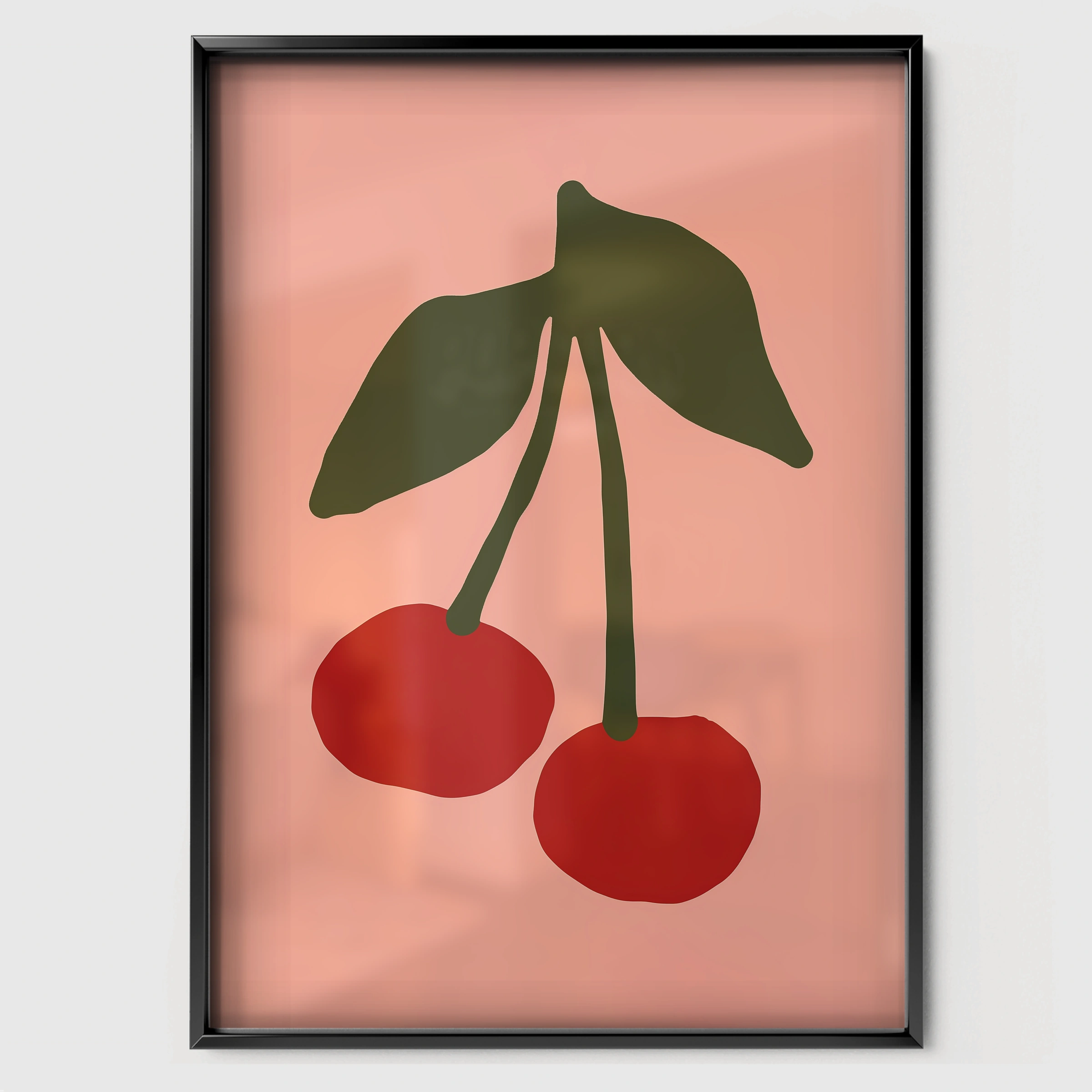 Cherries Nursery Print - black framed nursery wall art print
